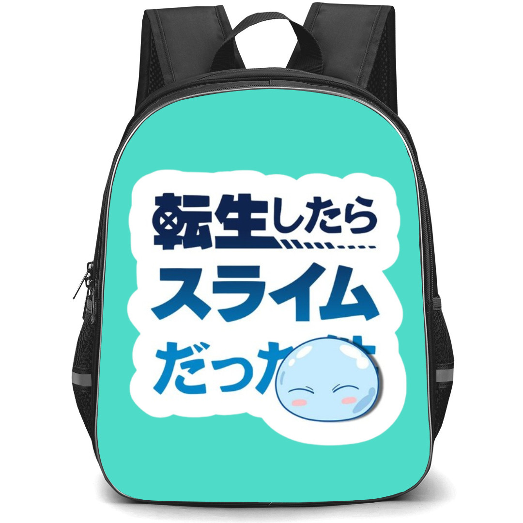That Time I Got Reincarnated As A Slime Backpack StudentPack - Slime Logo Japanese Letters Sticker Art