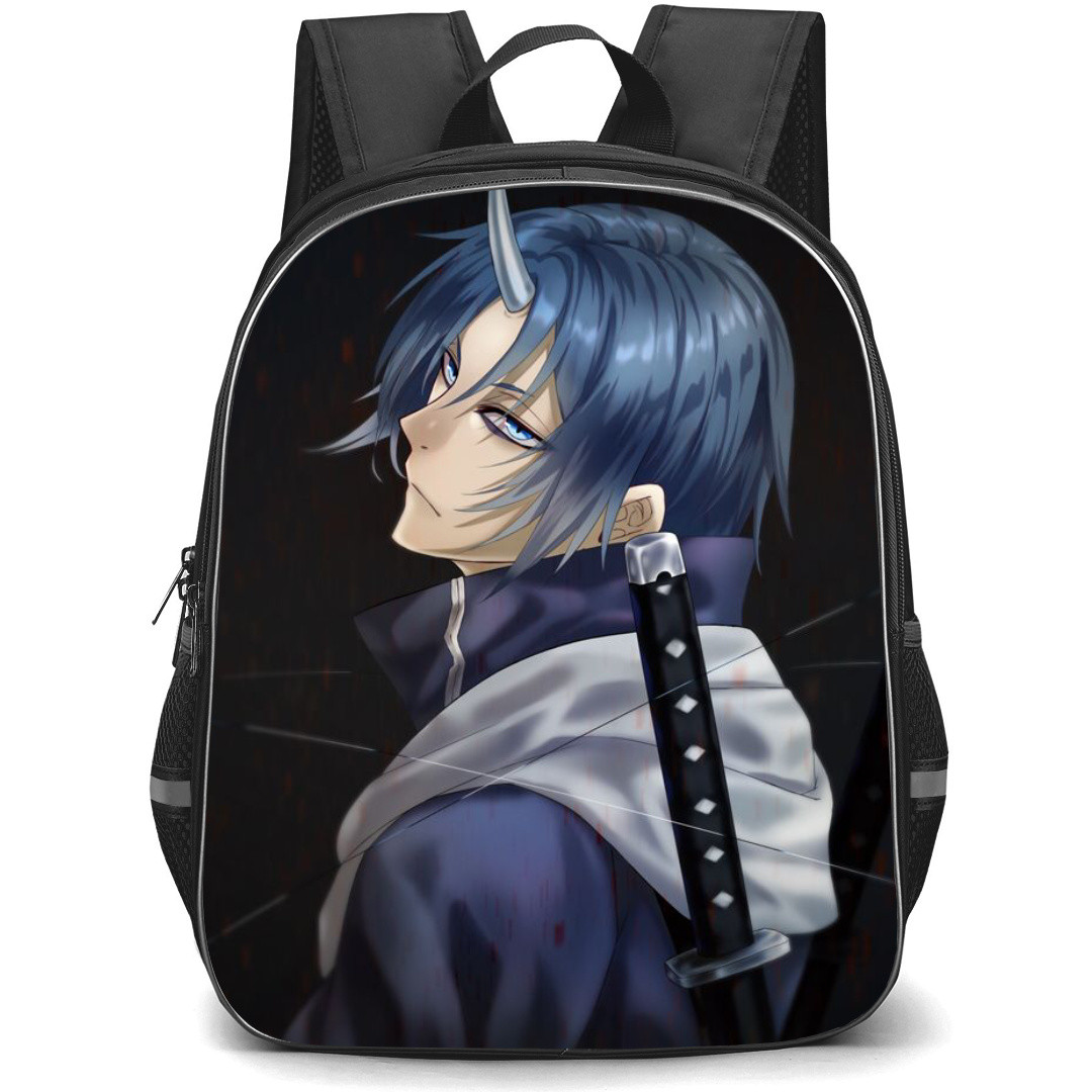 That Time I Got Reincarnated As A Slime Souei Backpack StudentPack - Souei Face Portrait Black Background