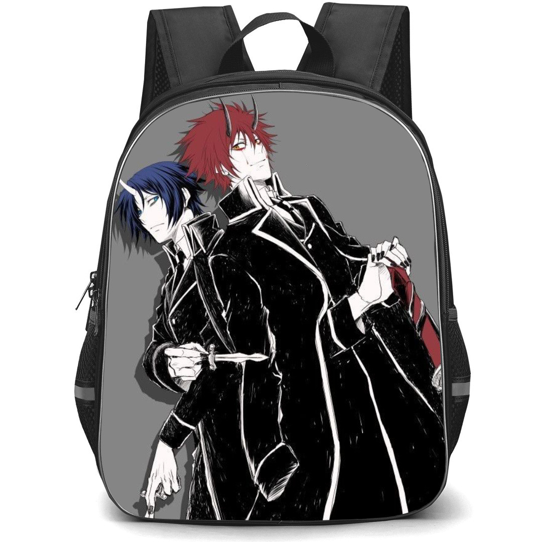 That Time I Got Reincarnated As A Slime Backpack StudentPack - Souei & Benimaru Back to Back Black Suit Grey Background