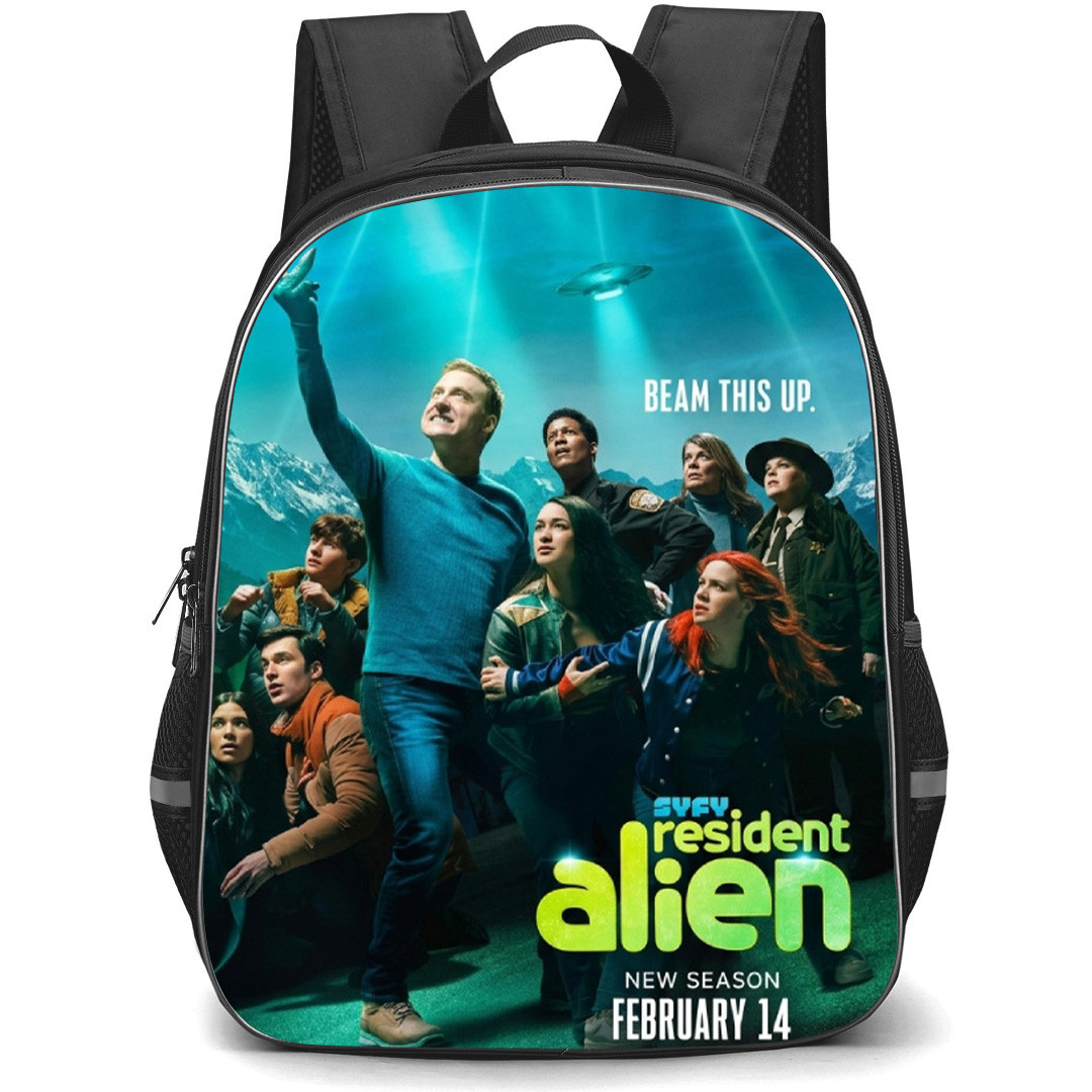 Resident Alien Backpack School Bag StudentPack - Resident Alien Resident Alien Characters Beam This Up Series Poster