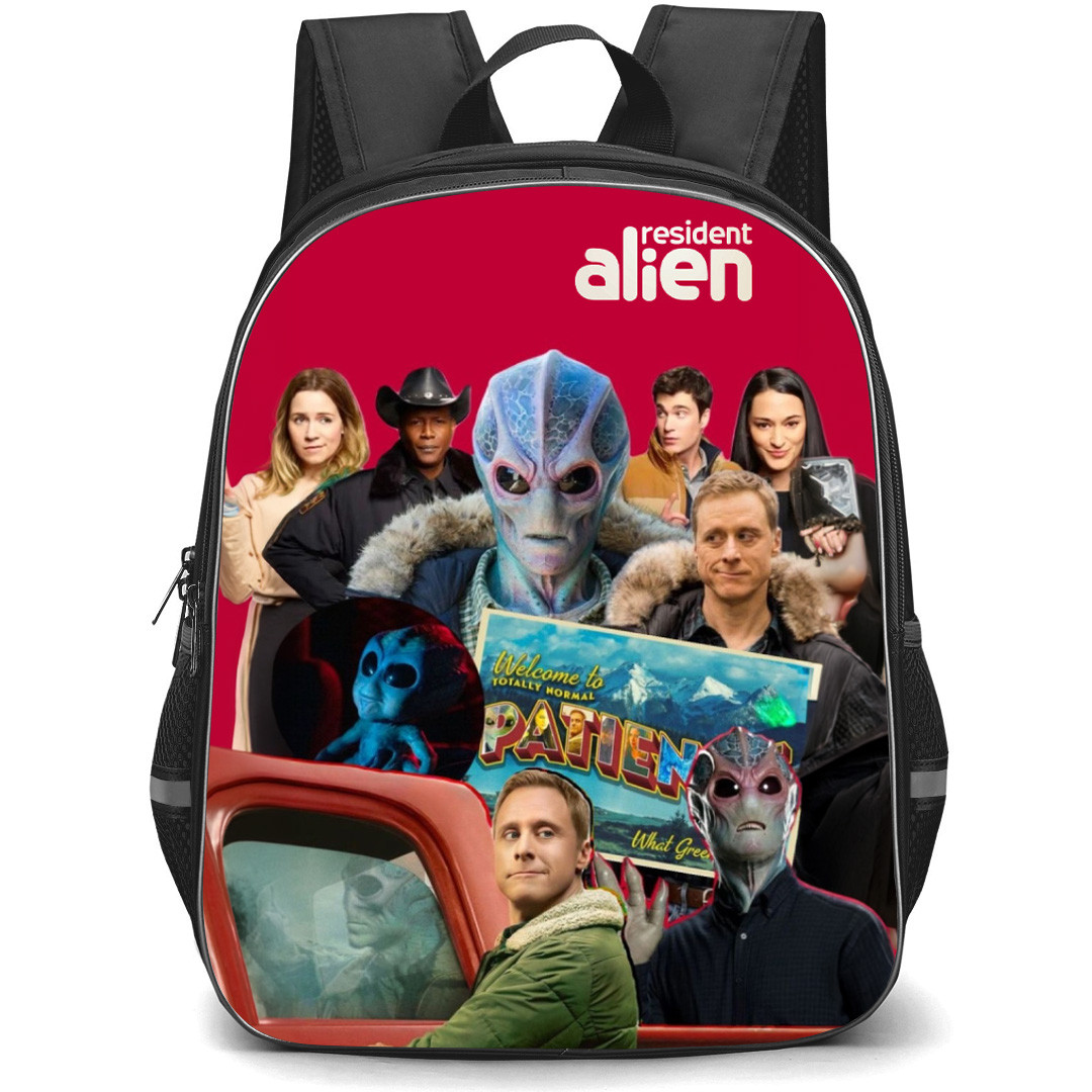 Resident Alien Backpack School Bag StudentPack - Resident Alien Resident Alien Characters Smirking Collage Poster