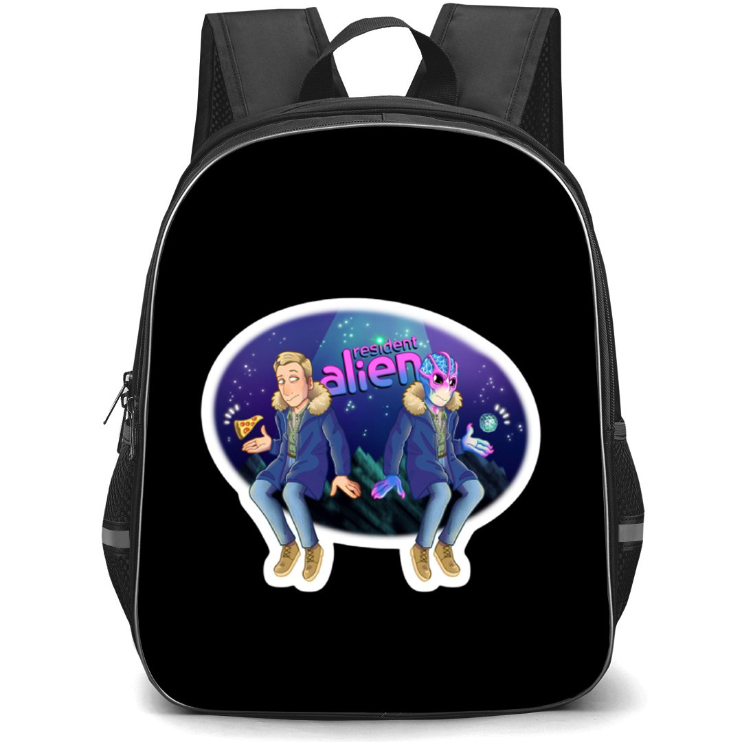Resident Alien Harry Vanderspeigle Backpack School Bag StudentPack - Harry Vanderspeigle Sitting Cartoon Art Portrait Sticker
