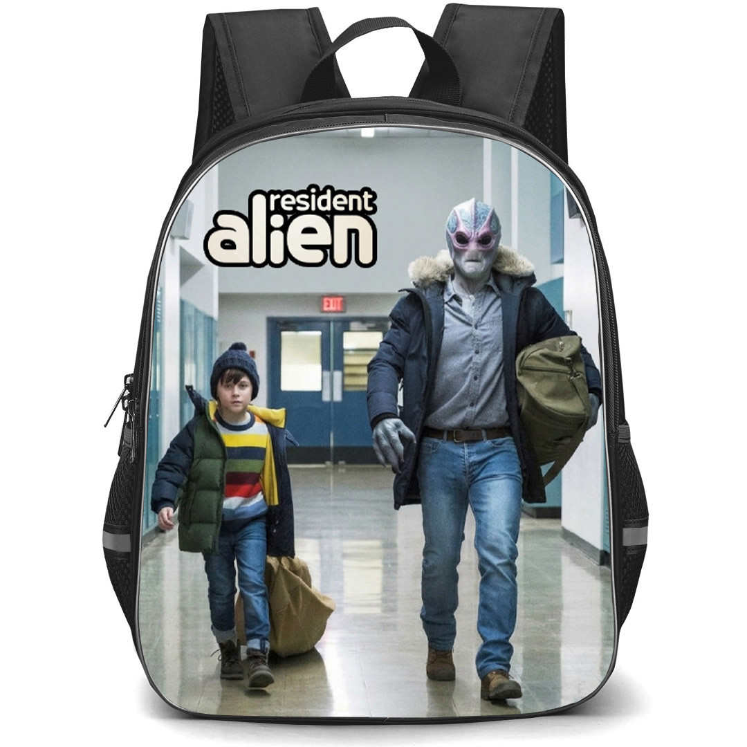 Resident Alien Backpack School Bag StudentPack - Harry Vanderspeigle And Max Hawthorne Walking Fierce Series Poster