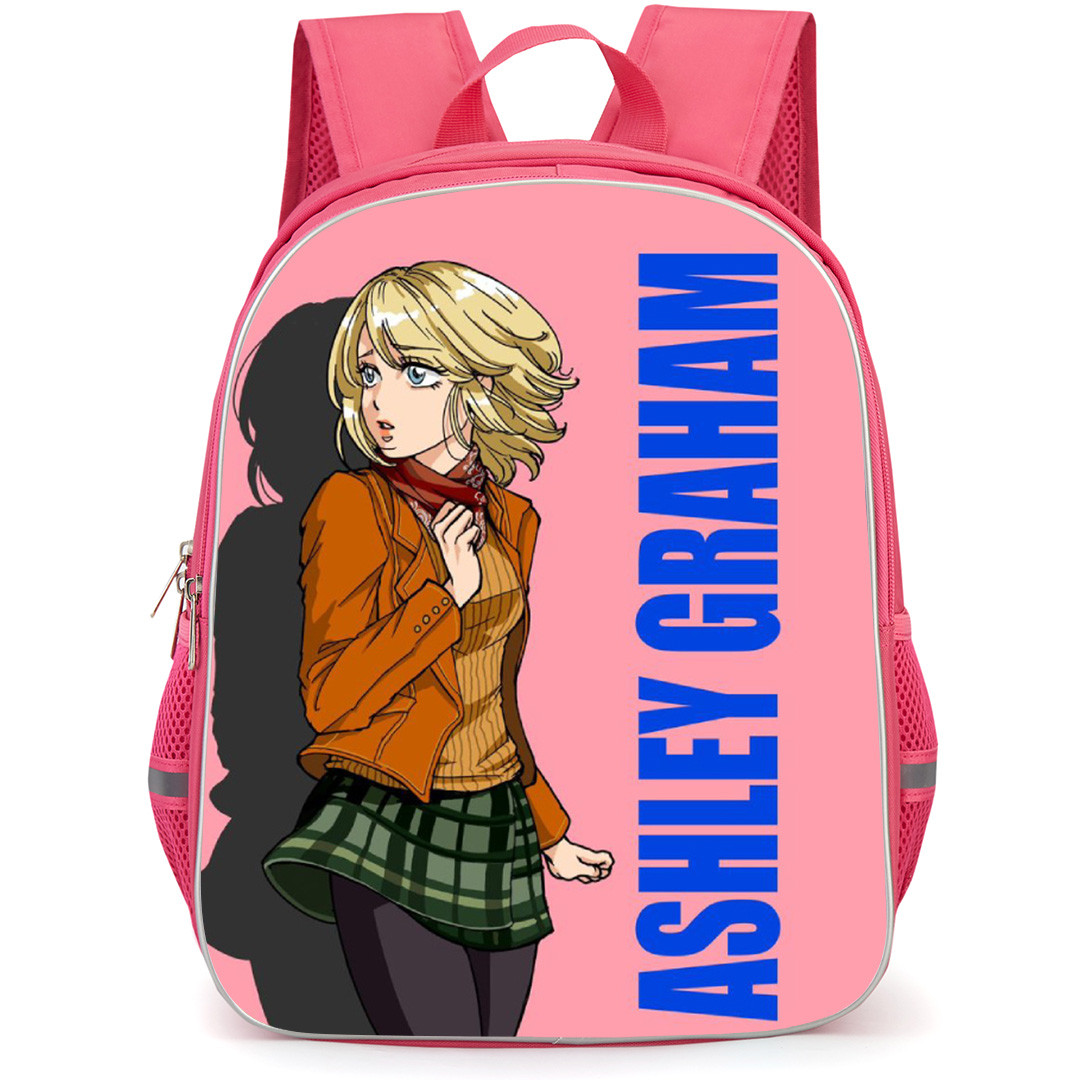 Resident Evil Ashley Graham Backpack School Bag StudentPack - Ashley Graham Anime Portrait In Pink Background