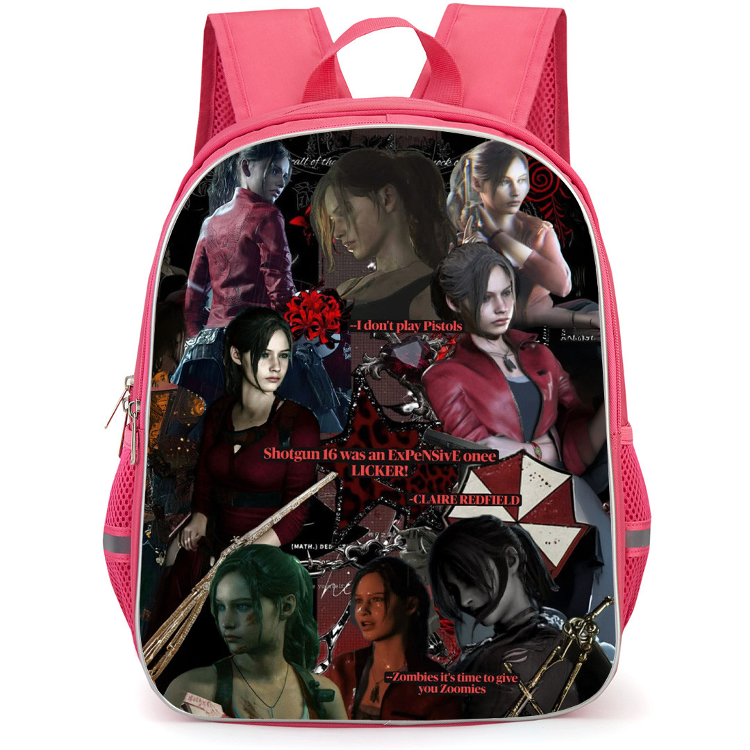 Resident Evil Claire Redfield Backpack School Bag StudentPack - Claire Redfield Phrase Portrait Collage