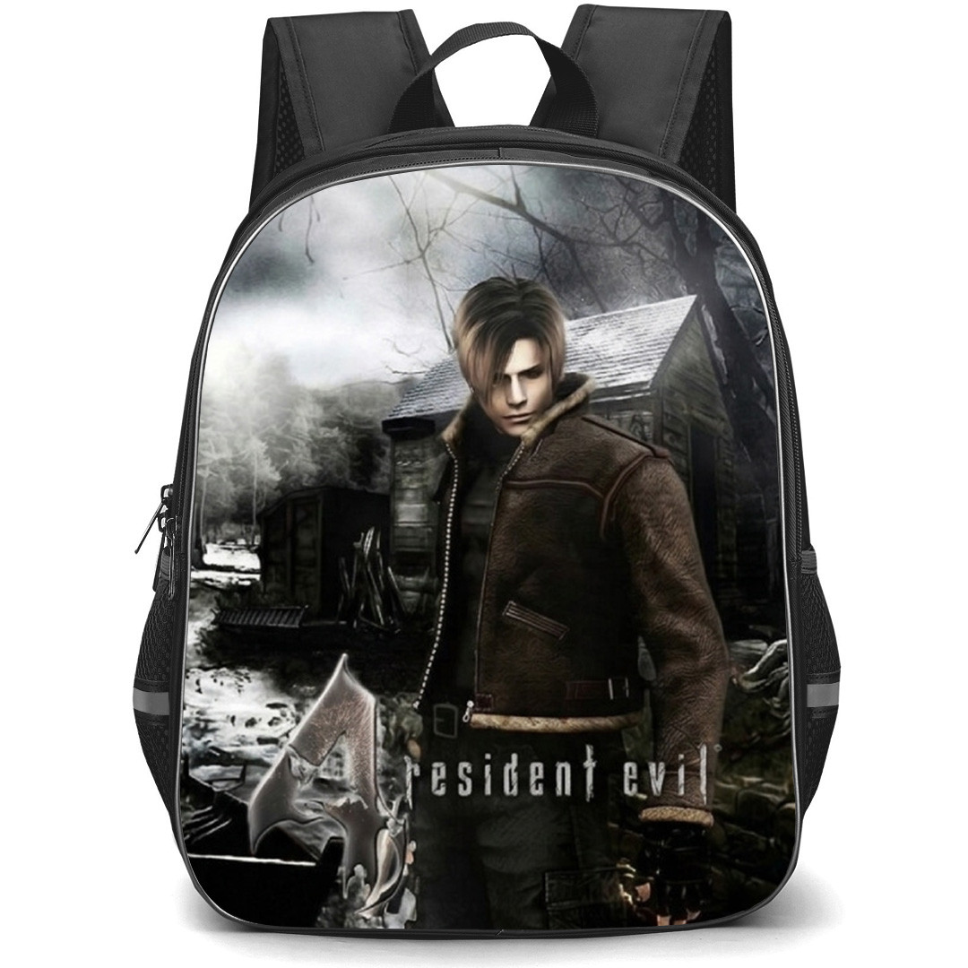 Resident Evil Leon Kennedy Backpack School Bag StudentPack - Leon Kennedy Fierce Cabin Background Series Poster