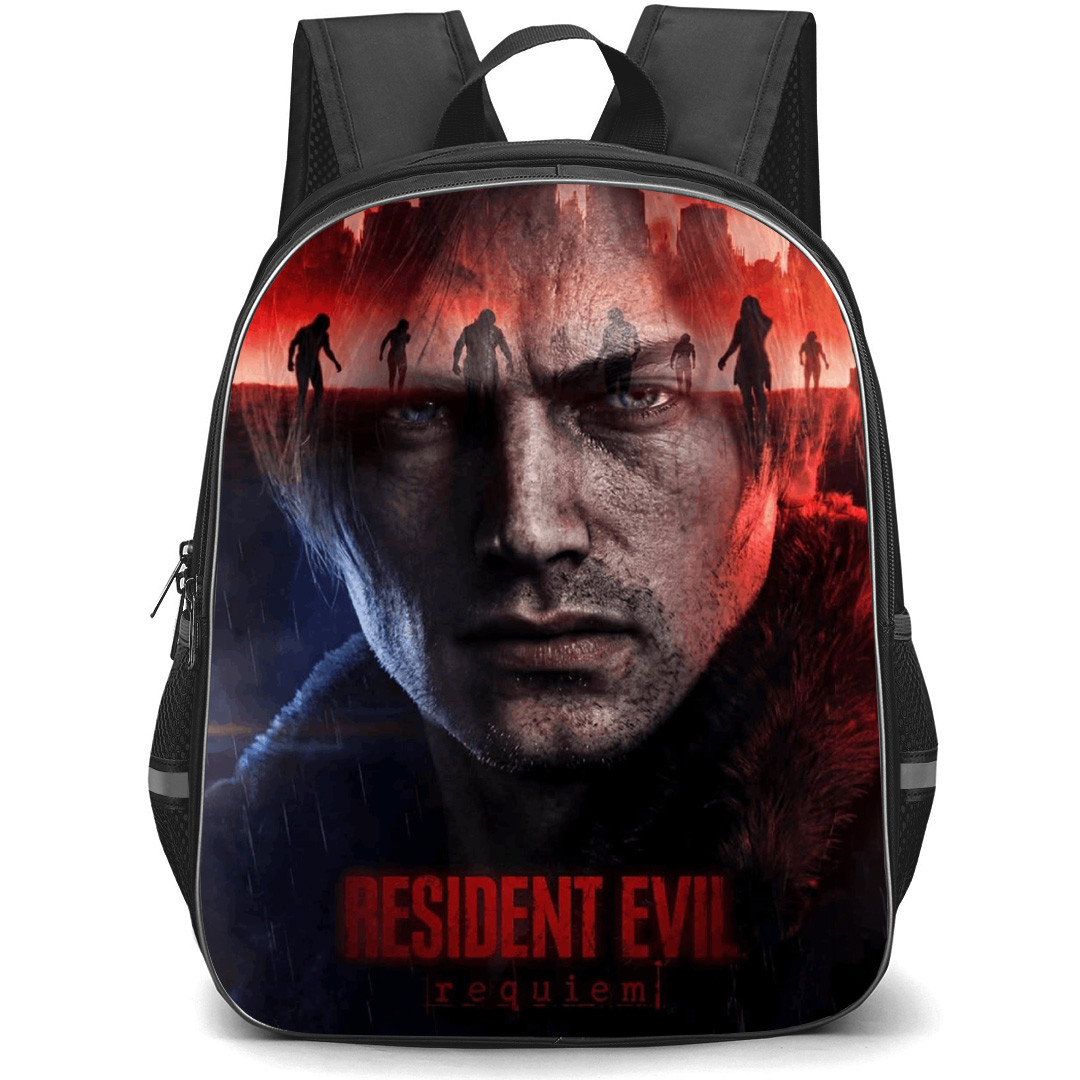 Resident Evil Requiem Leon Scott Kennedy Backpack School Bag StudentPack - Leon Scott Kennedy Avatar In Raccoon City Background