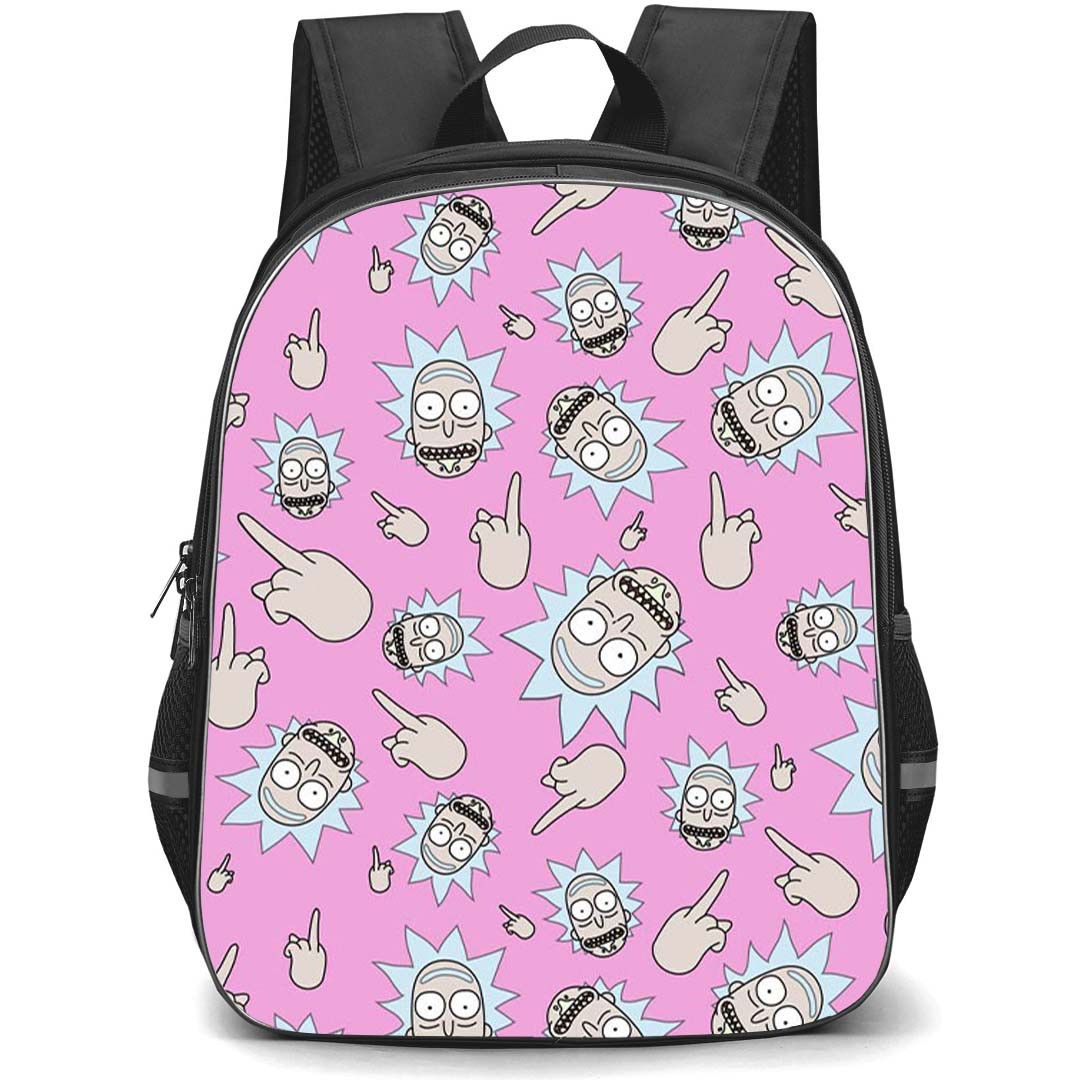 Rick And Morty Backpack StudentPack - Rick And Morty Aesthetic Pattern Art On Pink Background