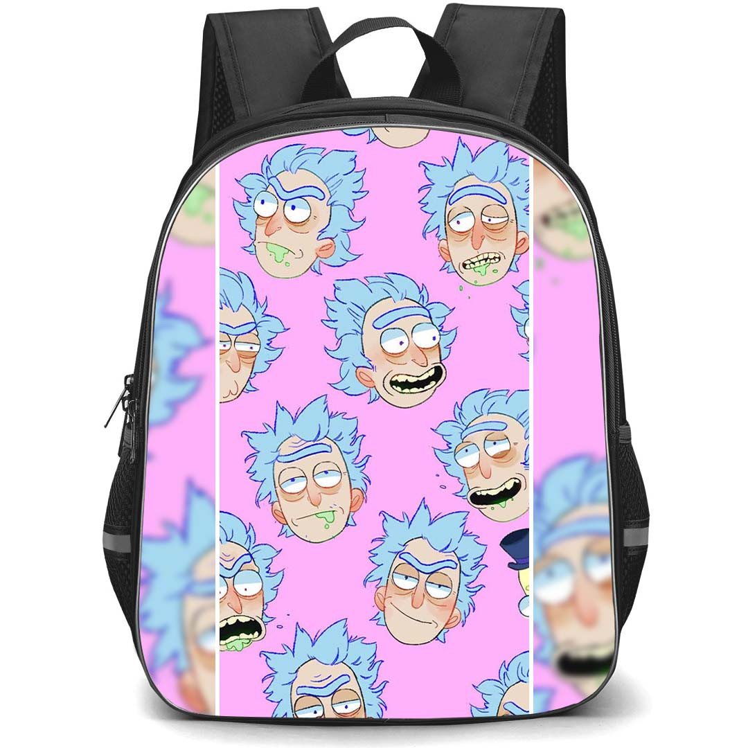 Rick And Morty Backpack StudentPack - Rick And Morty Avatar Pattern Art On Pink Background