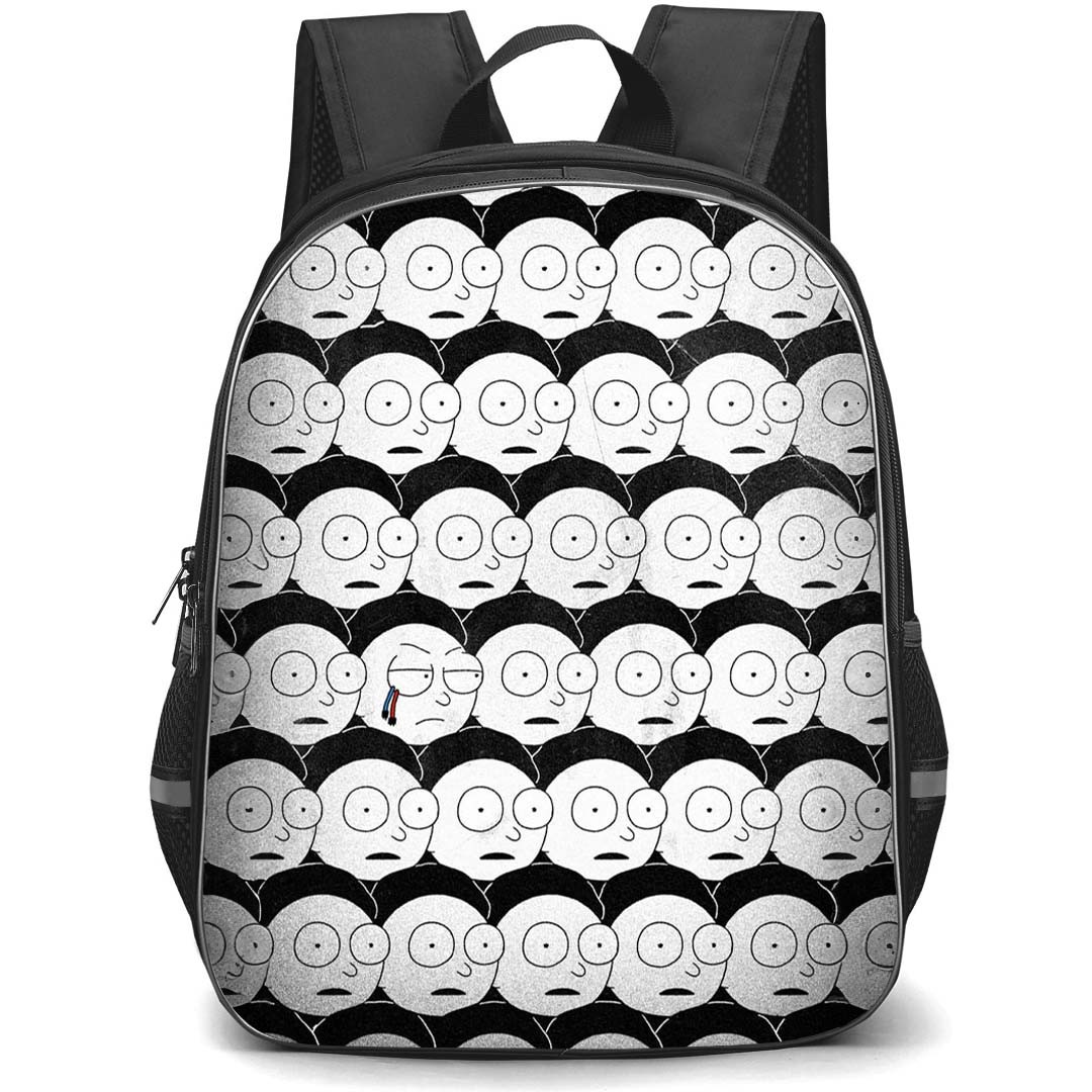 Rick And Morty Backpack StudentPack - Rick And Morty Black And White Pattern Art Poster
