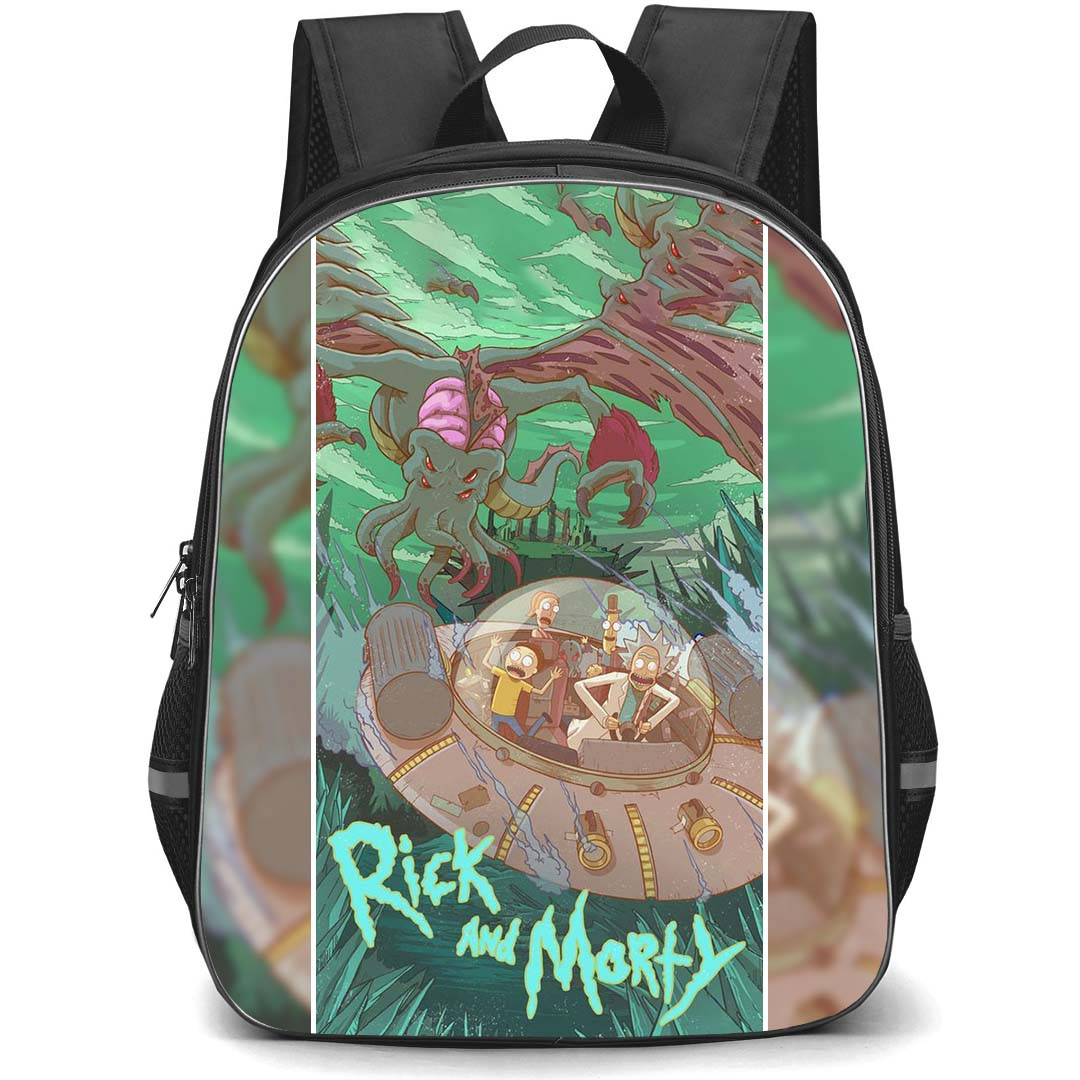 Rick And Morty Backpack StudentPack - Rick and Morty Cartoon Art By Barbeanicolas