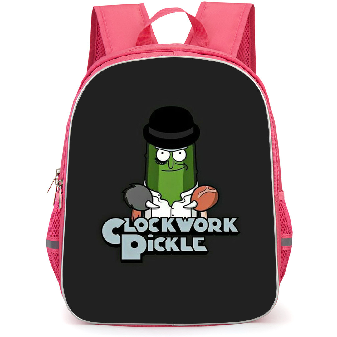 Rick And Morty Clockwork Pickle Backpack StudentPack - Clockwork Pickle Sticker On Black Background