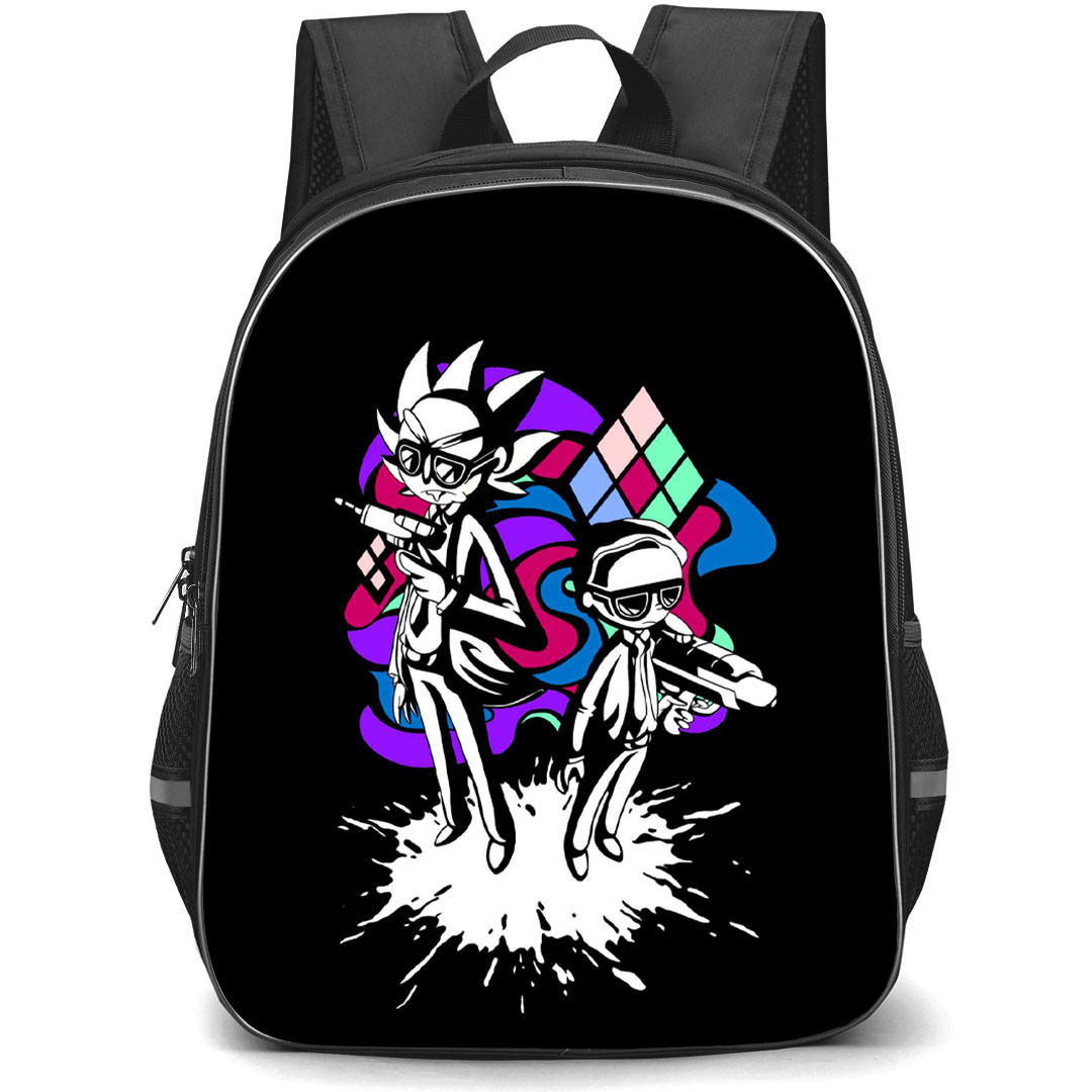 Rick And Morty Backpack StudentPack - Rick And Morty Holding Gun Black And White Poster