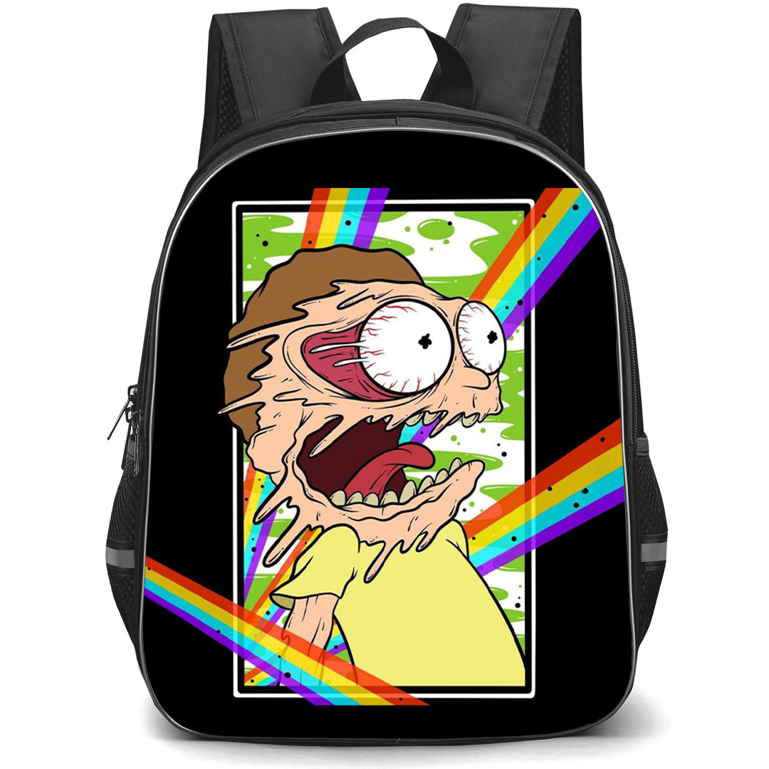 Rick And Morty Backpack StudentPack - Rick and Morty in Las Vegas Illustration Art On Black Background
