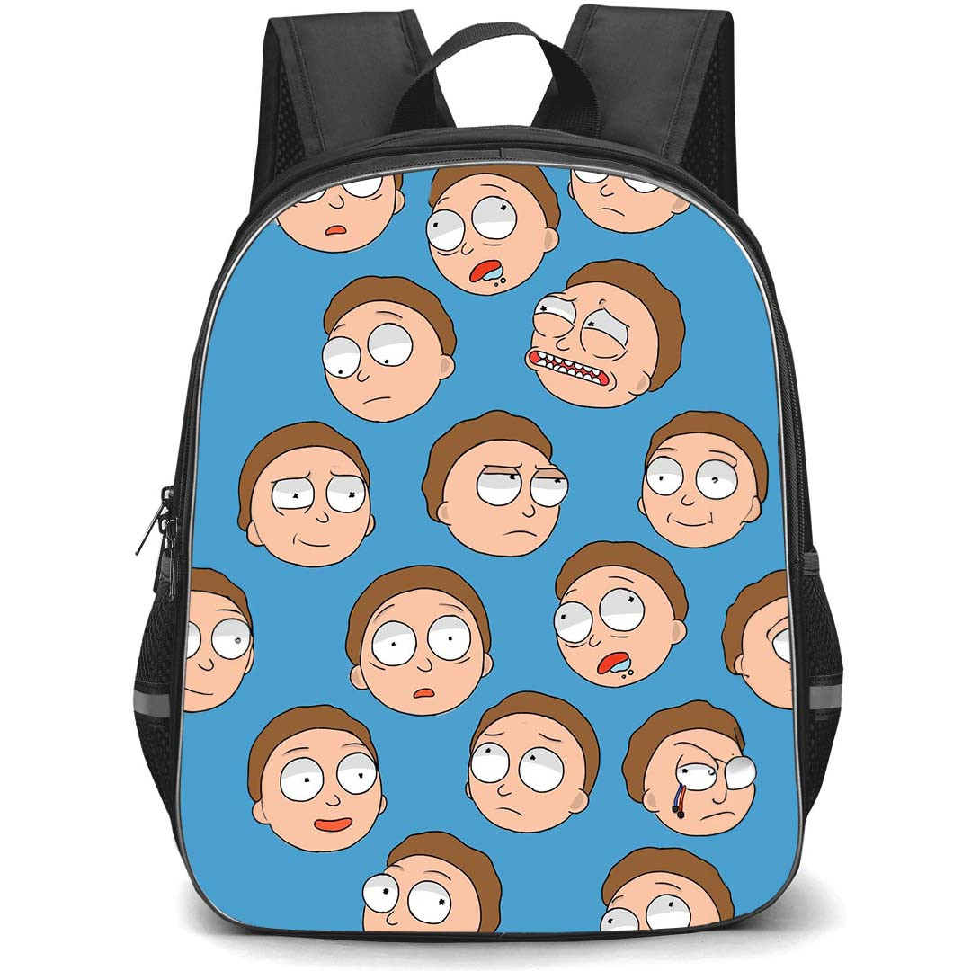 Rick And Morty Morty Smith Backpack StudentPack - Morty Smith Expression Avatar On Blue Background