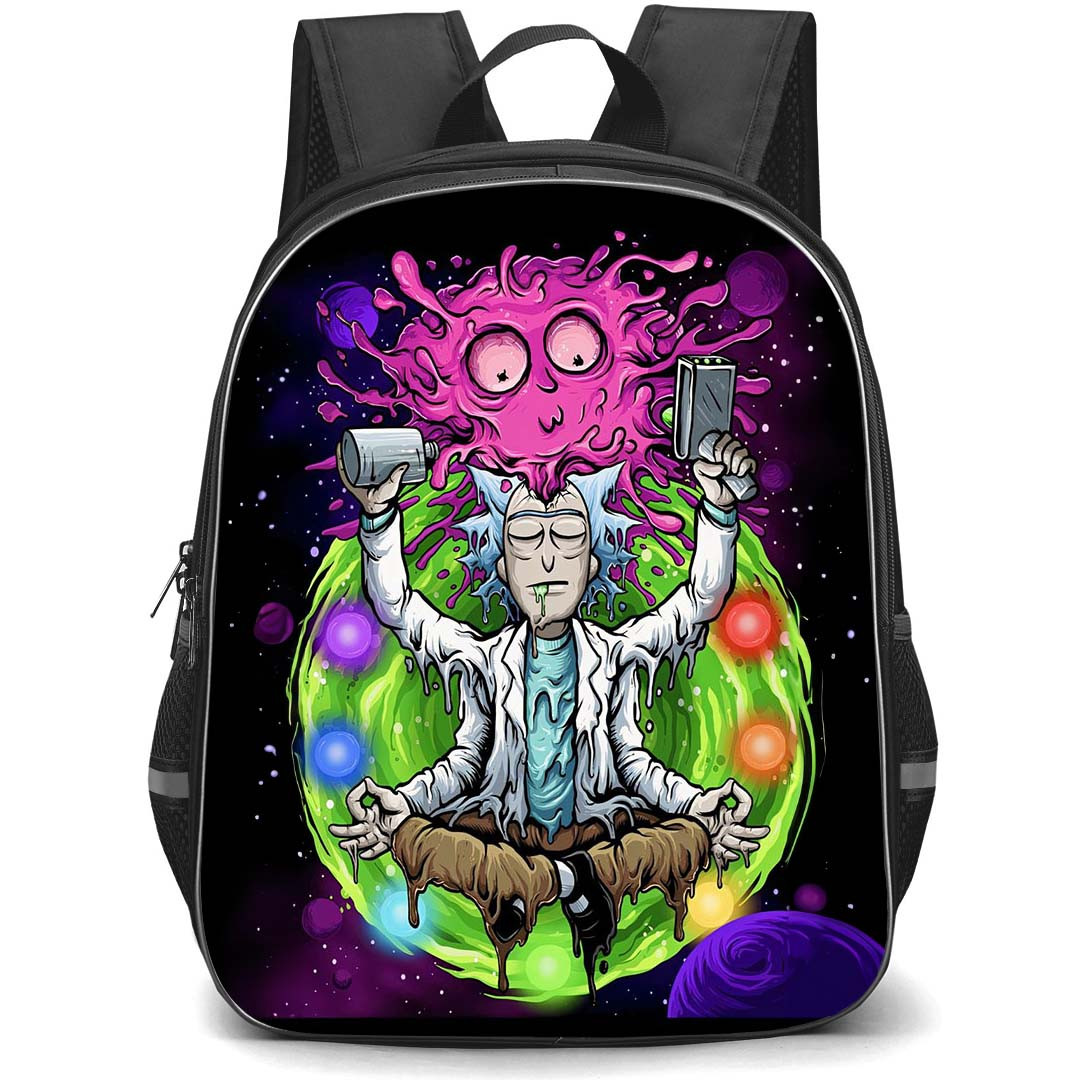 Rick And Morty Backpack StudentPack - Rick And Morty Melting In Space Illustration Art