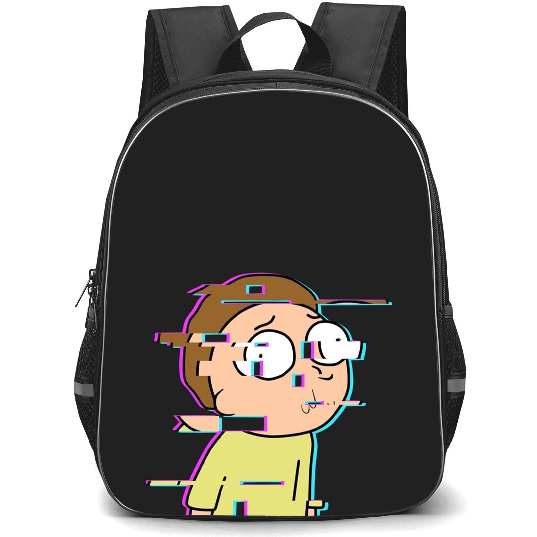 Rick And Morty Backpack StudentPack - Glitch Morty Art On Black Background