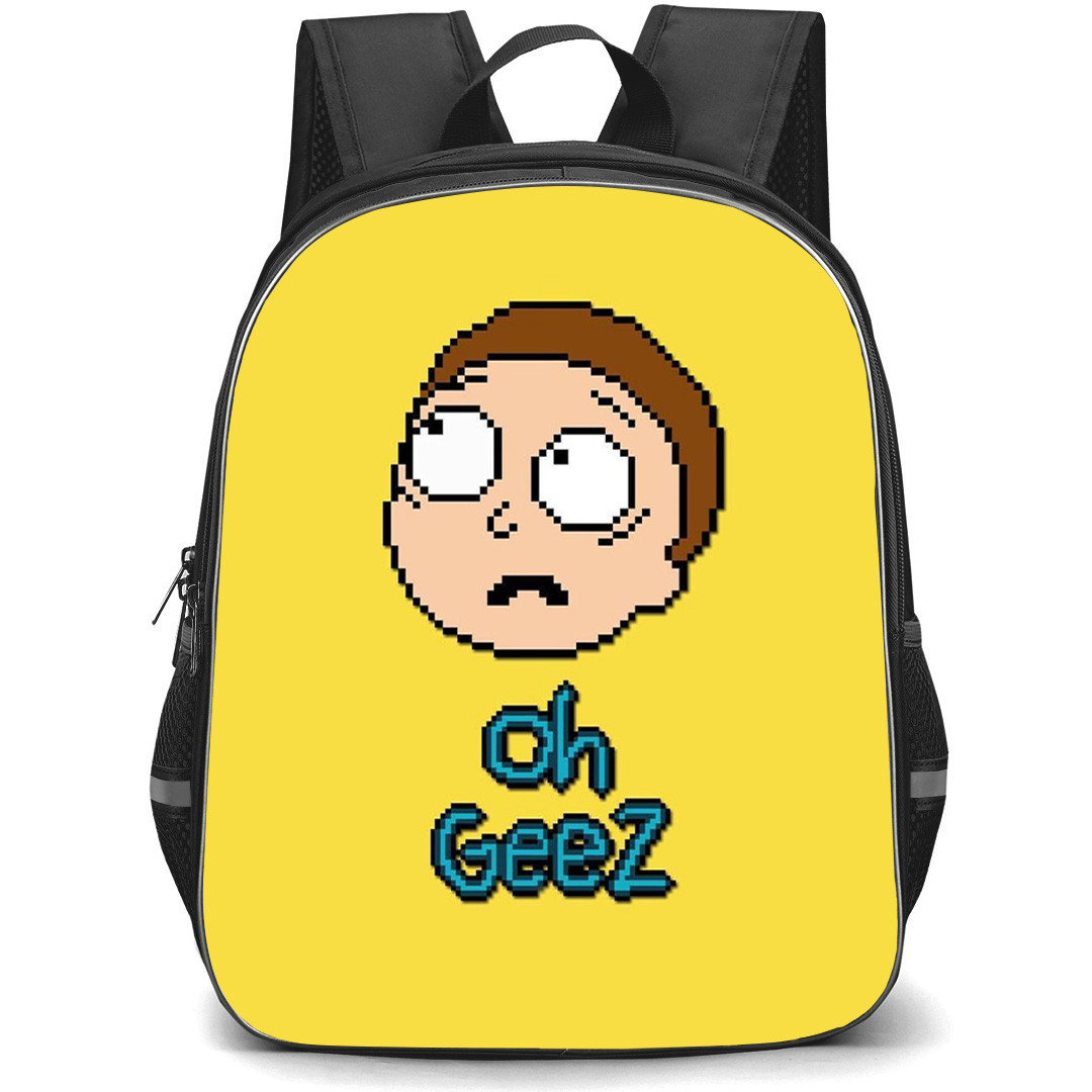 Rick And Morty Morty Smith Backpack StudentPack - Morty Smith Pixel Art Avatar Oh Geez On Yellow Background