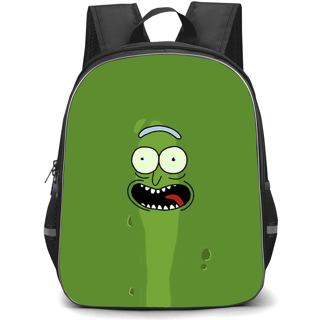 Rick And Morty Pickle Rick Backpack StudentPack - Pickle Rick Avatar On Green Background