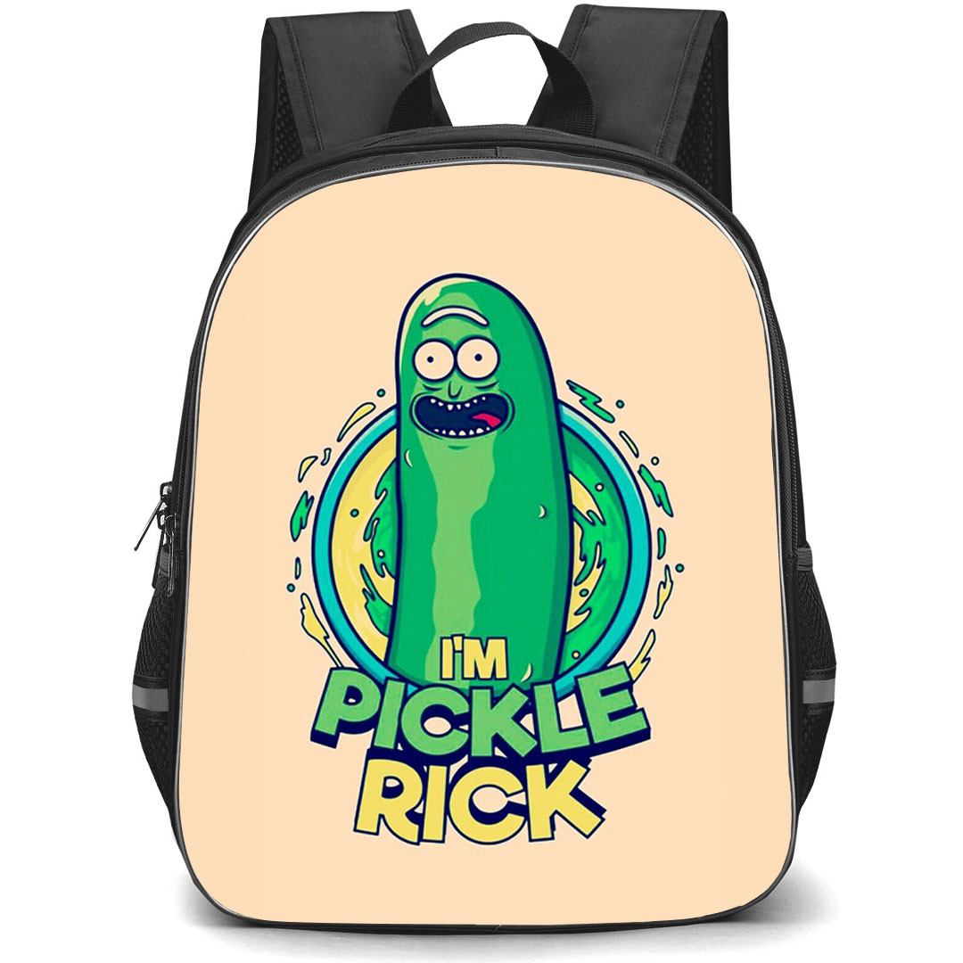 Rick And Morty Pickle Rick Backpack StudentPack - Pickle Rick Character Art On Beige Background