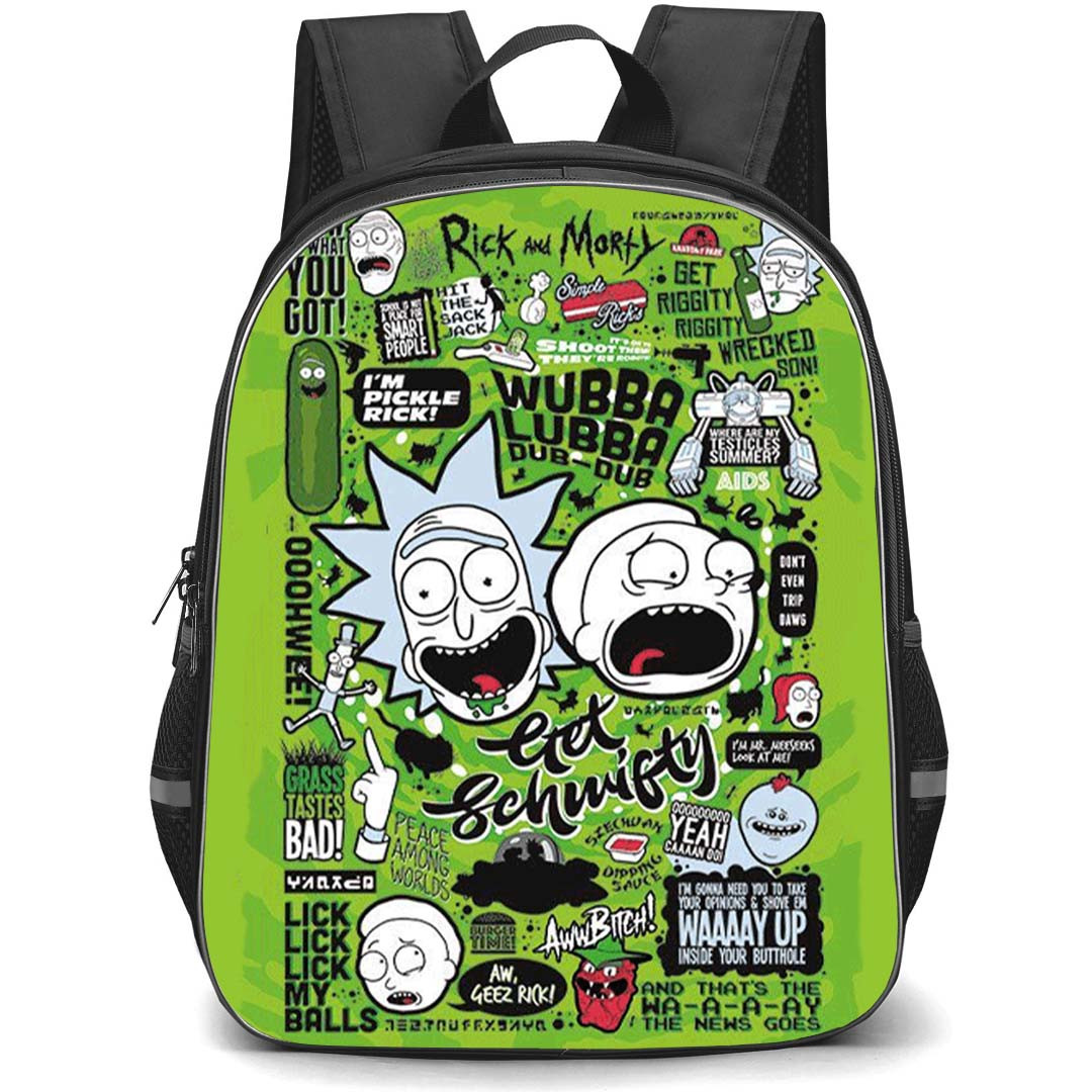 Rick And Morty Backpack StudentPack - Rick And Morty Quotes On Green Sticker