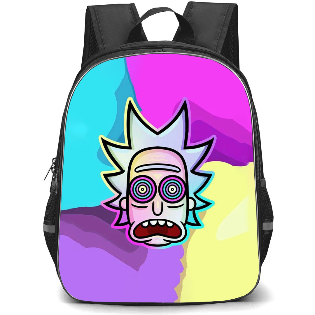 Rick And Morty Rick Sanchez Backpack StudentPack - Rick Sanchez Avatar Illustration Art On Multi Color Background