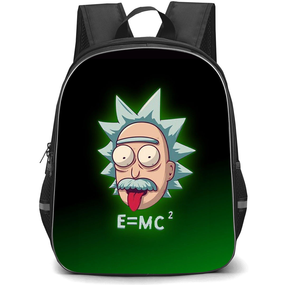 Rick And Morty Rick Sanchez Backpack StudentPack - Rick Sanchez Rick Einstein Avatar On Blue Black Background