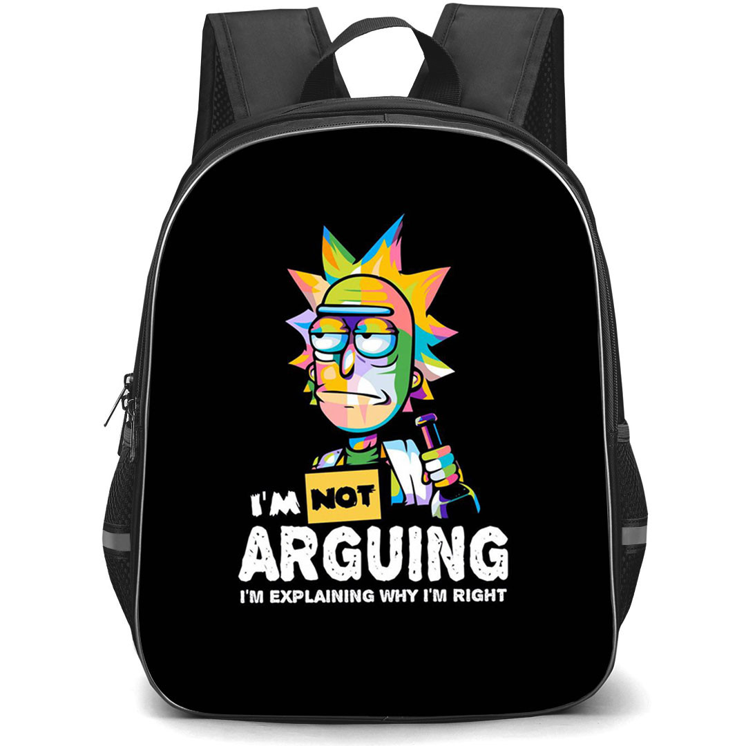Rick And Morty Rick Sanchez Backpack StudentPack - Rick Sanchez Quotes I Am Not Arguing Illustration Art On Black Background