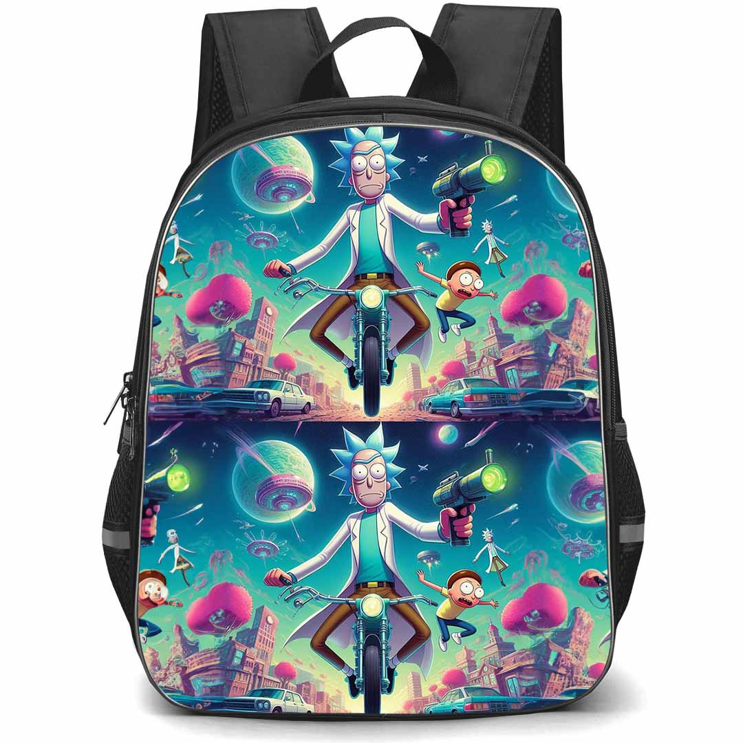 Rick And Morty Rick Sanchez Backpack StudentPack - Rick Sanchez Riding Motorbike Poster