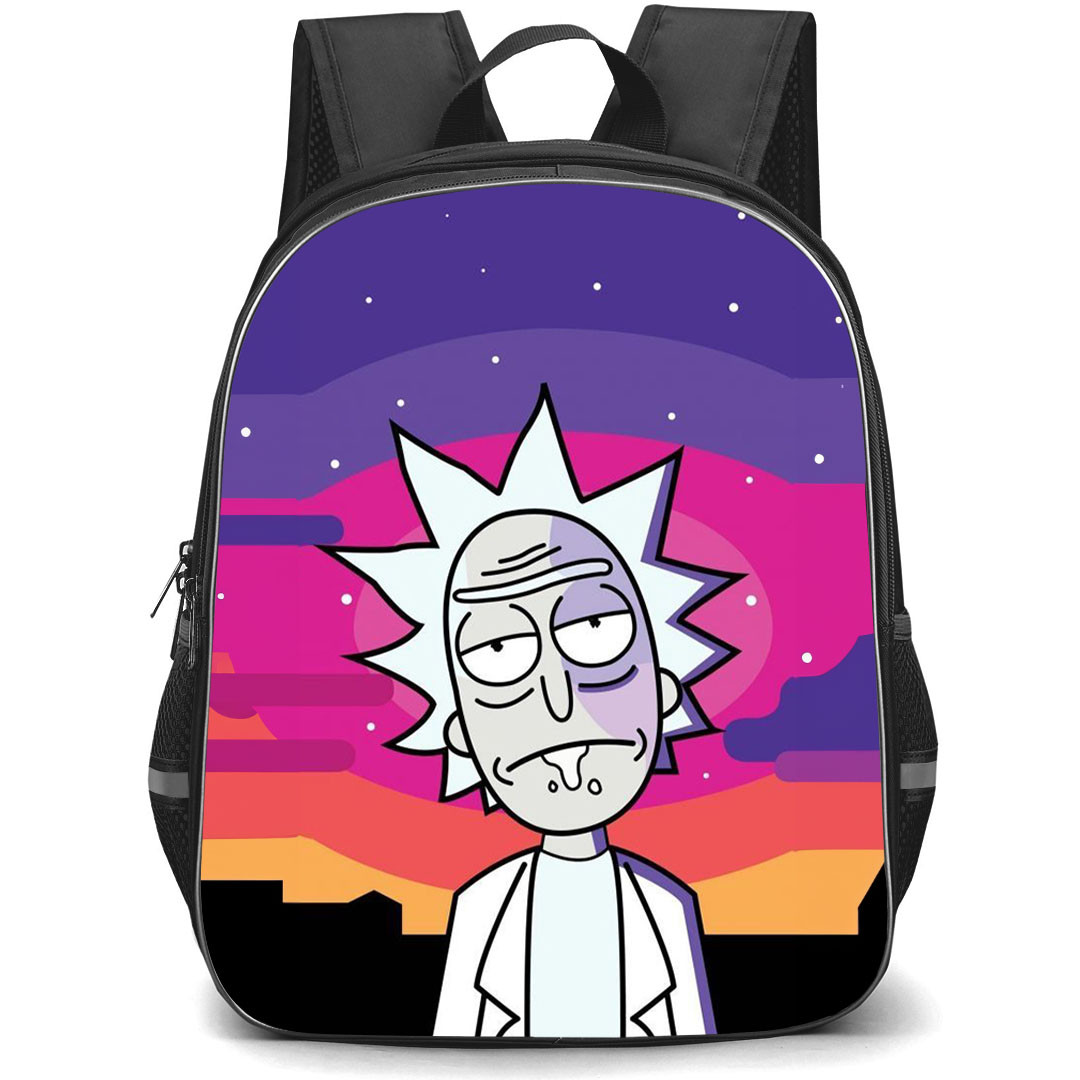 Rick And Morty Rick Sanchez Backpack StudentPack - Rick Sanchez Standing On Sunset Background