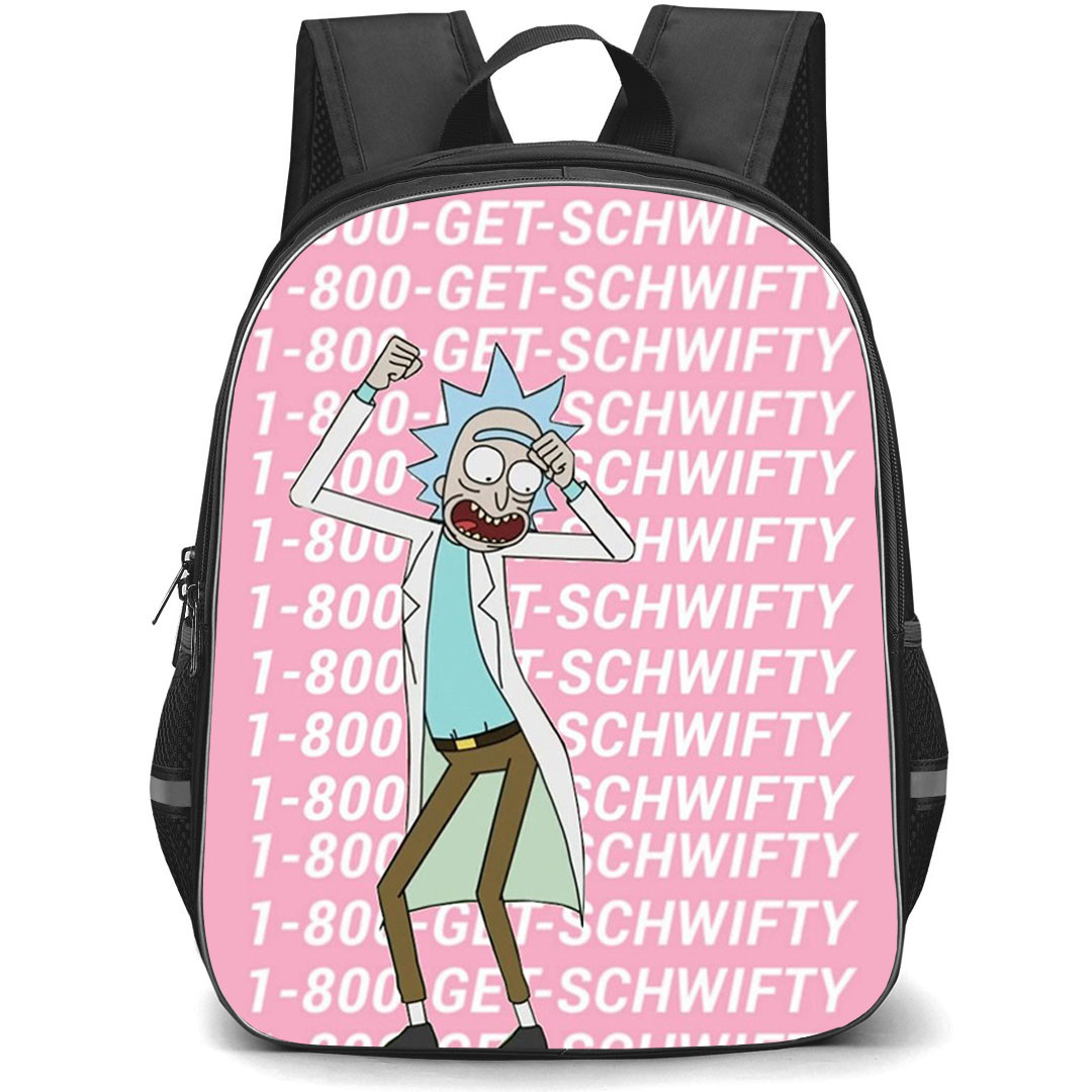 Rick And Morty Rick Sanchez Backpack StudentPack - Rick Sanchez Standing On Word Art Pink Background
