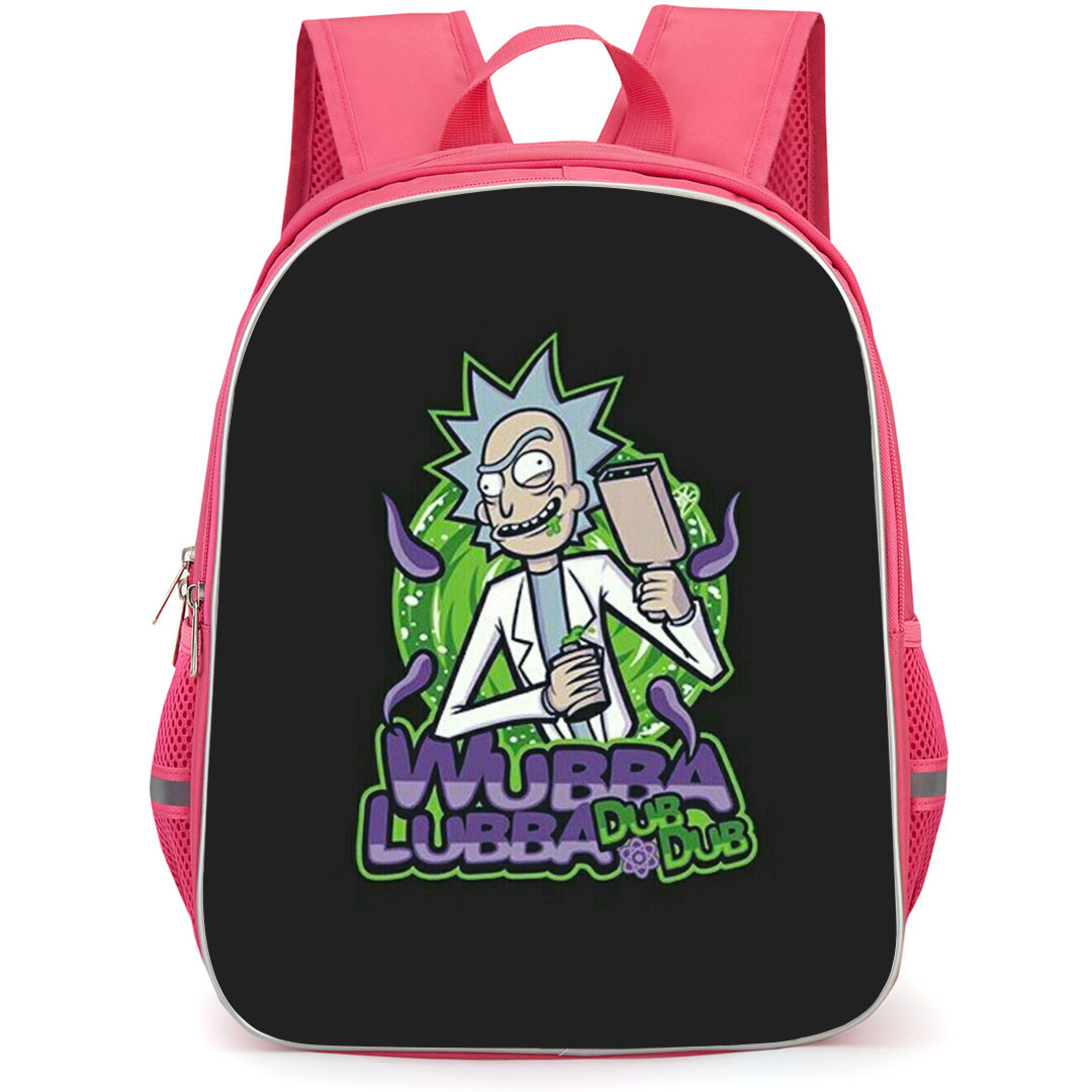 Rick And Morty Rick Sanchez Backpack StudentPack - Rick Sanchez Wubba Lubba Sticker On Black Background