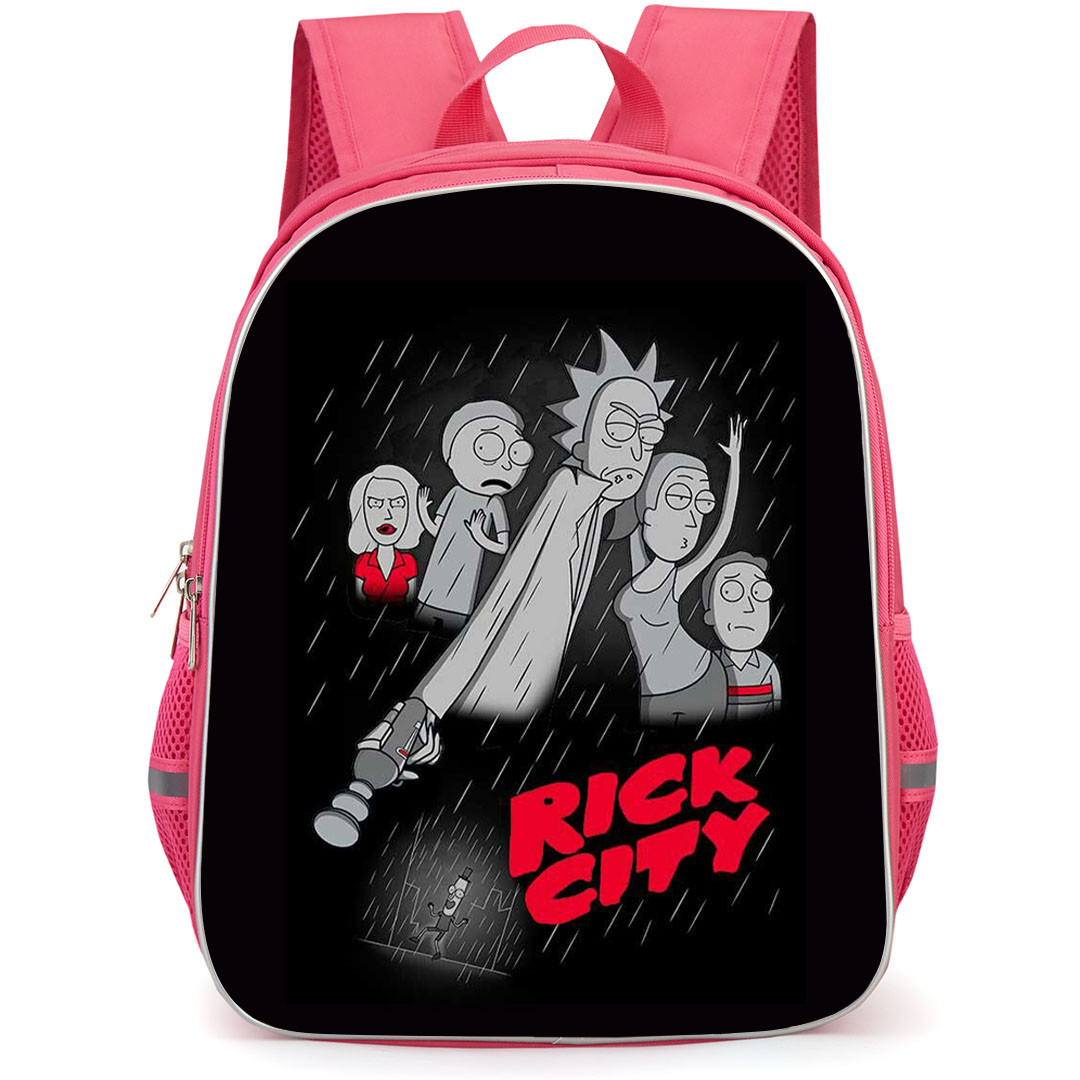 Rick And Morty Backpack StudentPack - Rick And Morty Rick City Illustration Art On Black Background