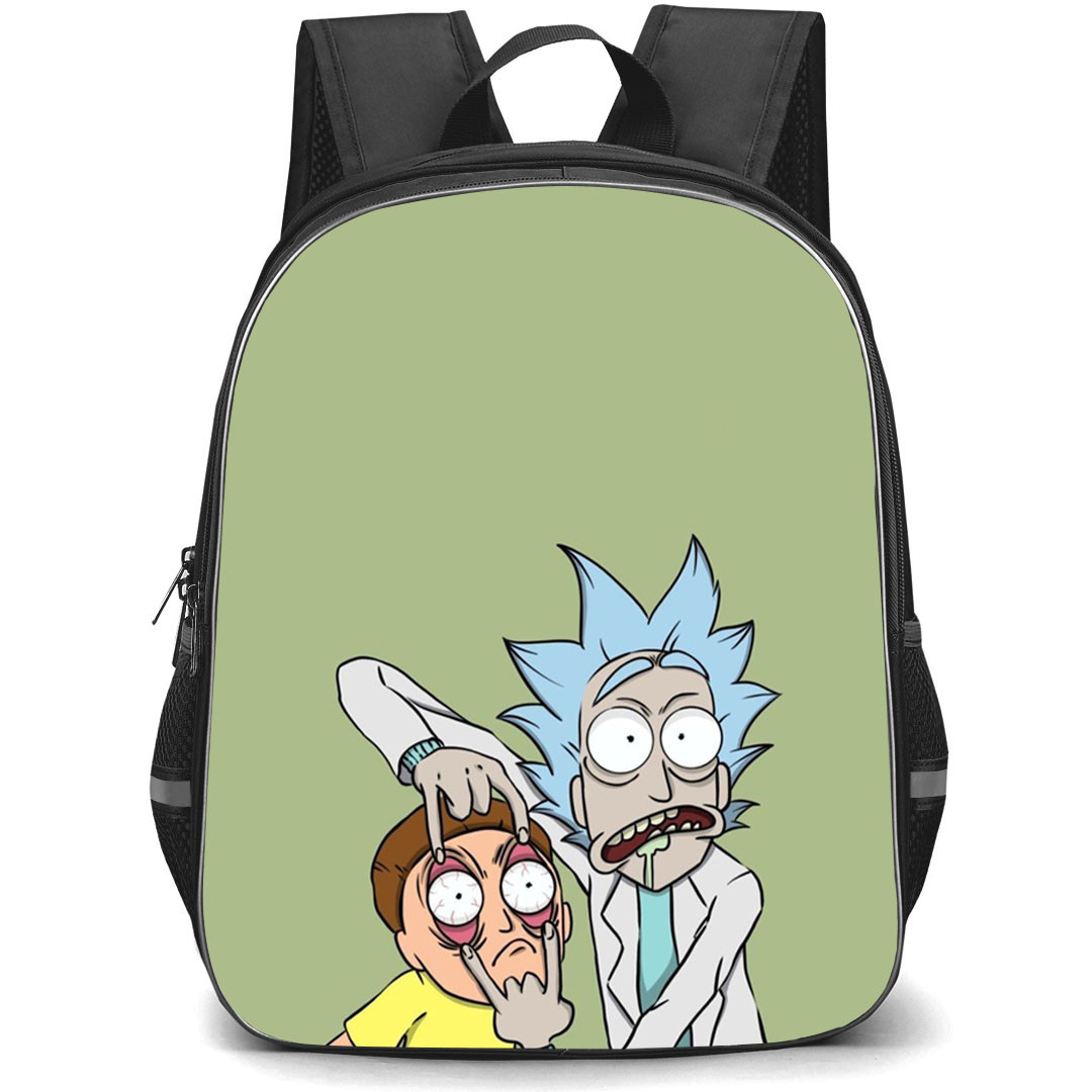 Rick And Morty Backpack StudentPack - Rick Forcing Morty To Open His Eyes Poster