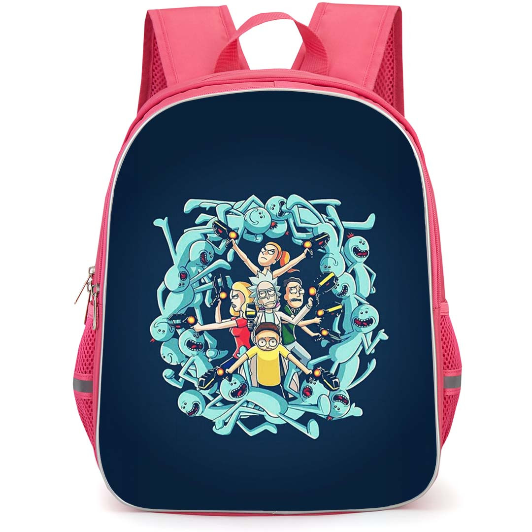 Rick And Morty Backpack StudentPack - Rick And Morty Sci-Fi Family Illustration Art On Blue Background