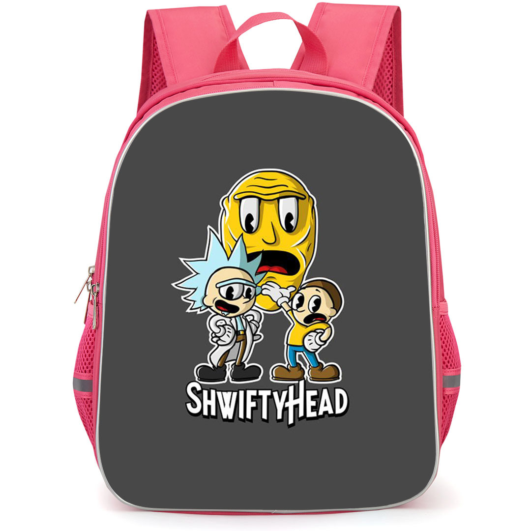 Rick And Morty Backpack StudentPack - Rick And Morty Shwiftyhead Sticker On Gray Background