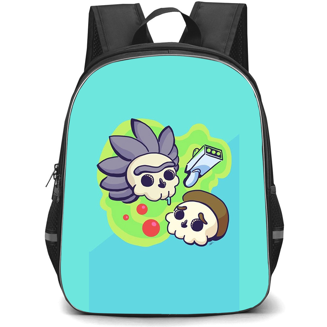 Rick And Morty Backpack StudentPack - Rick And Morty Skeletoons Avatar On Green Background