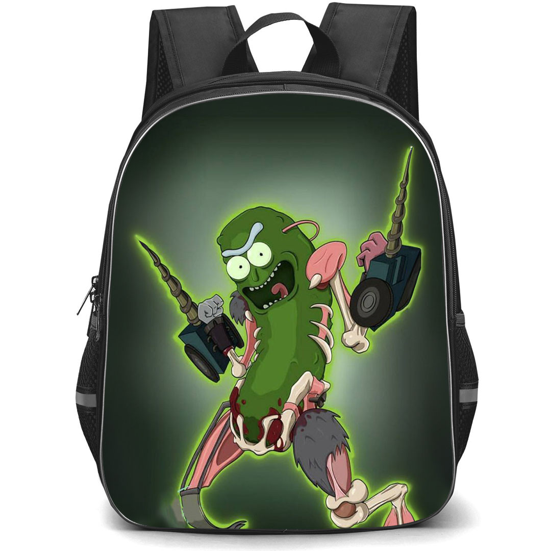 Rick And Morty Squanchy Backpack StudentPack - Squanchy The Party Animal Illustration Art On Green Background