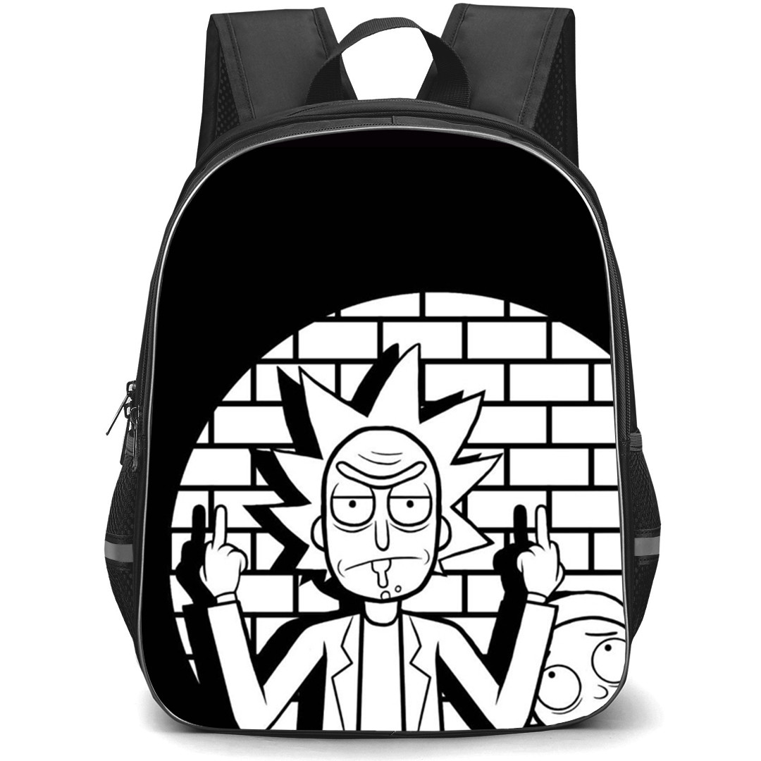 Rick And Morty Backpack StudentPack - Rick And Morty Standing Black And White Poster