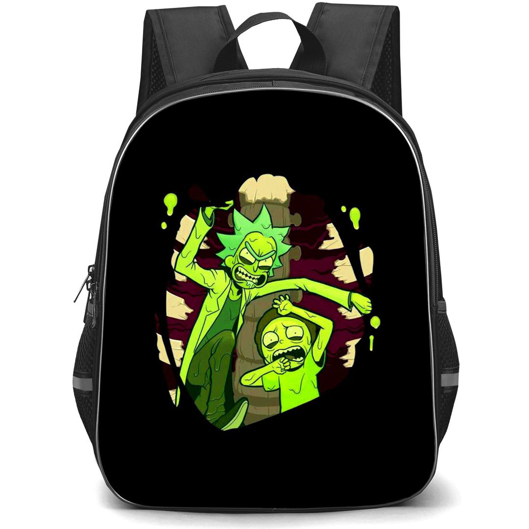 Rick And Morty Backpack StudentPack - Rick And Morty Toxic Sticker On Black Background