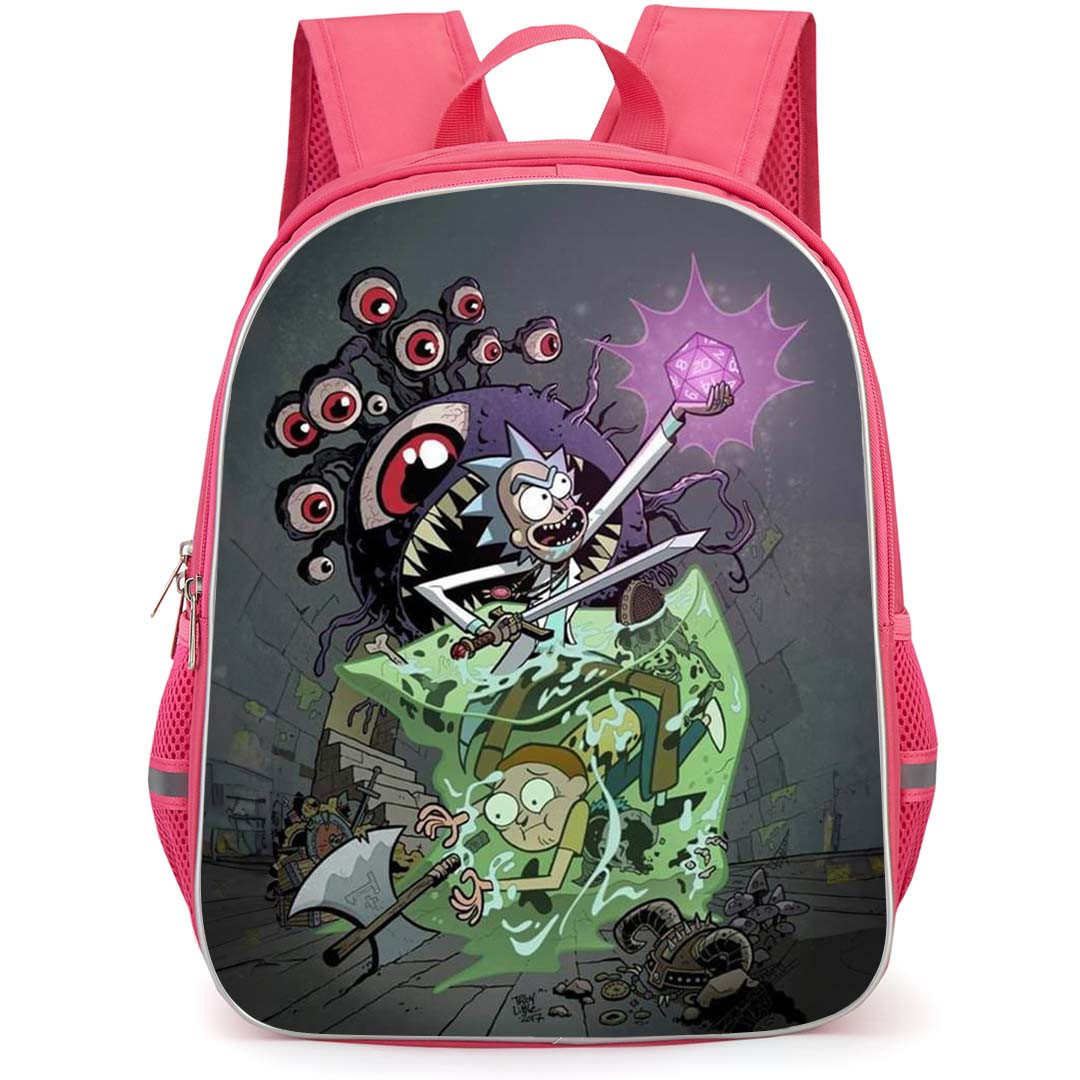 Rick And Morty Backpack StudentPack - Rick and Morty vs. Dungeons & Dragons Cartoon Art Poster