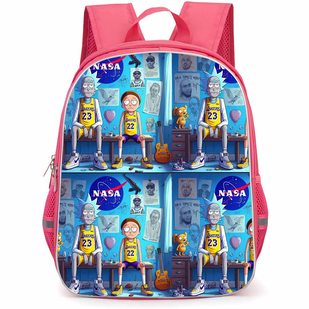 Rick And Morty Backpack StudentPack - Rick And Morty Wears Lakers Jersey Poster