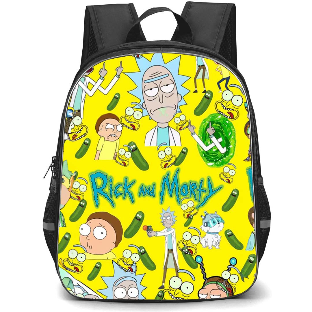 Rick And Morty Backpack StudentPack - Rick and Morty Yellow Collage Poster