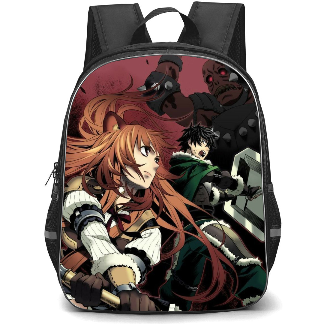 The Rising of the Shield Hero Backpack StudentPack - Naofumi Iwatani & Raphtalia Manga Background