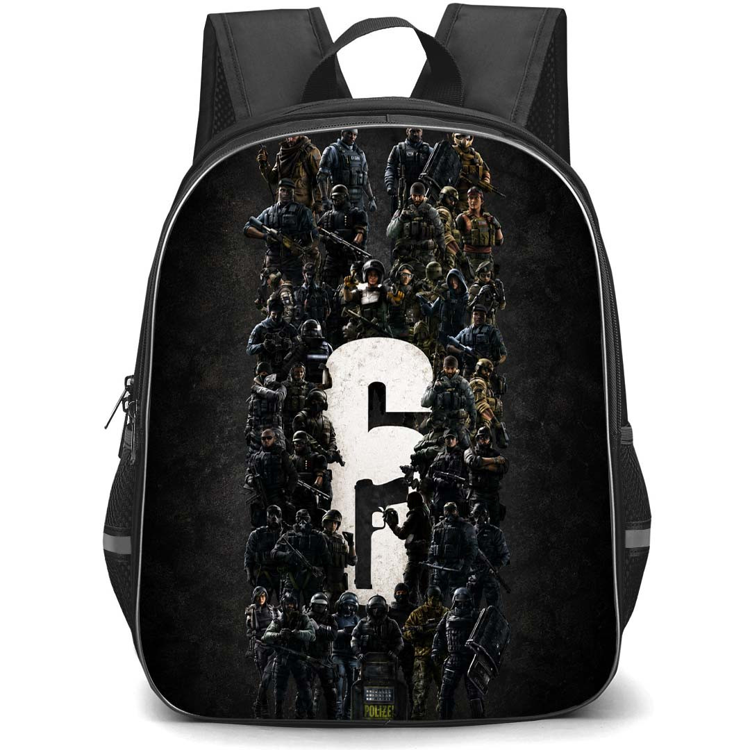 Tom Clancy's Rainbow Six Backpack School Bag StudentPack - Tom Clancy's Rainbow Six Characters Logo Collage