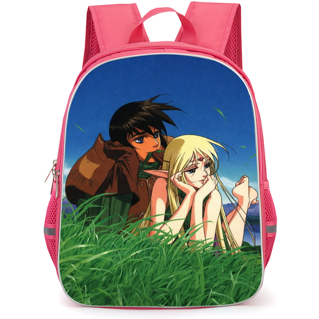Record Of Lodoss War Backpack School Bag StudentPack - Parn And Deedlit Laying On Grass Portrait