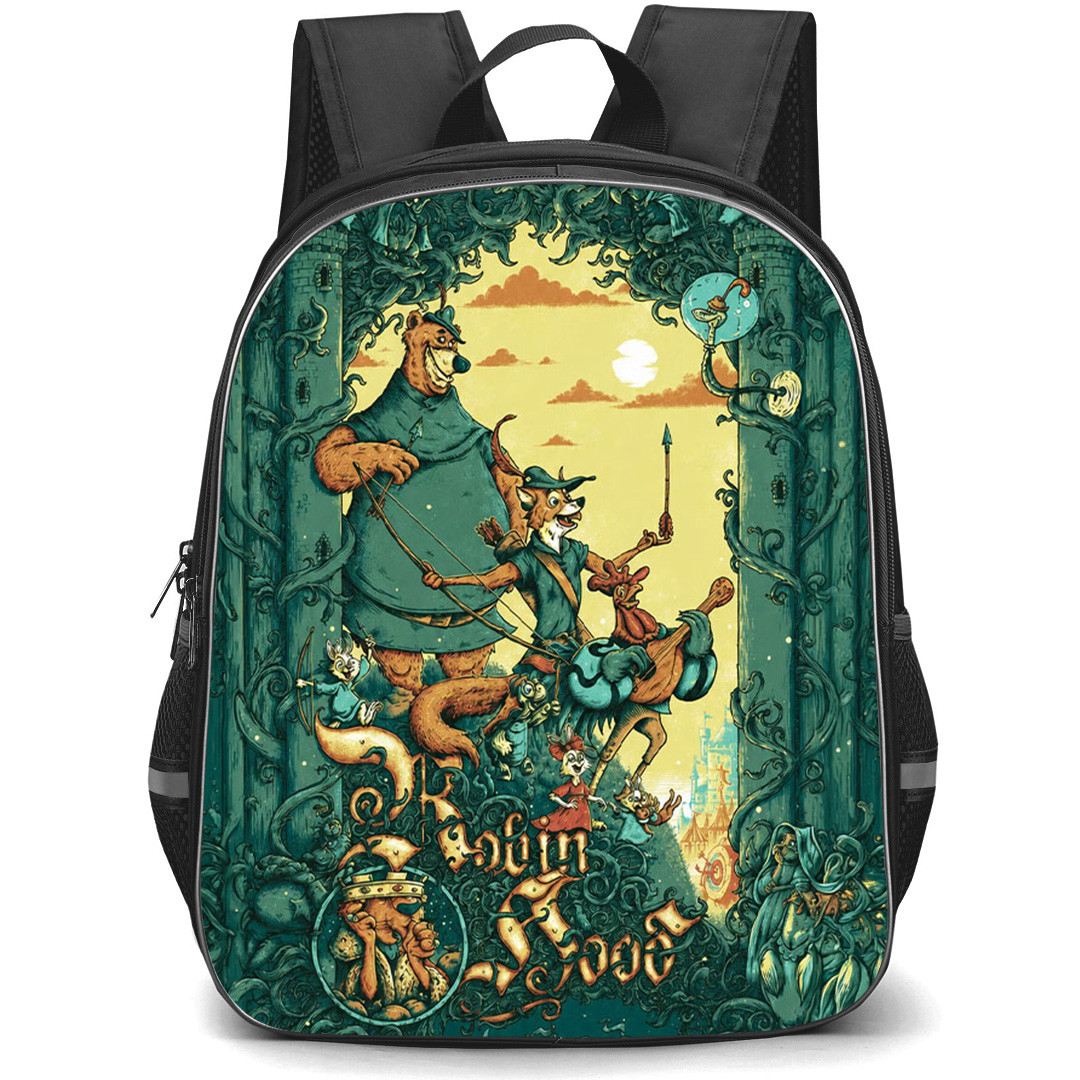 Robin Hood 1973 Backpack School Bag StudentPack - Robin Hood 1973 Vintage Fantasy Poster Illustration Art