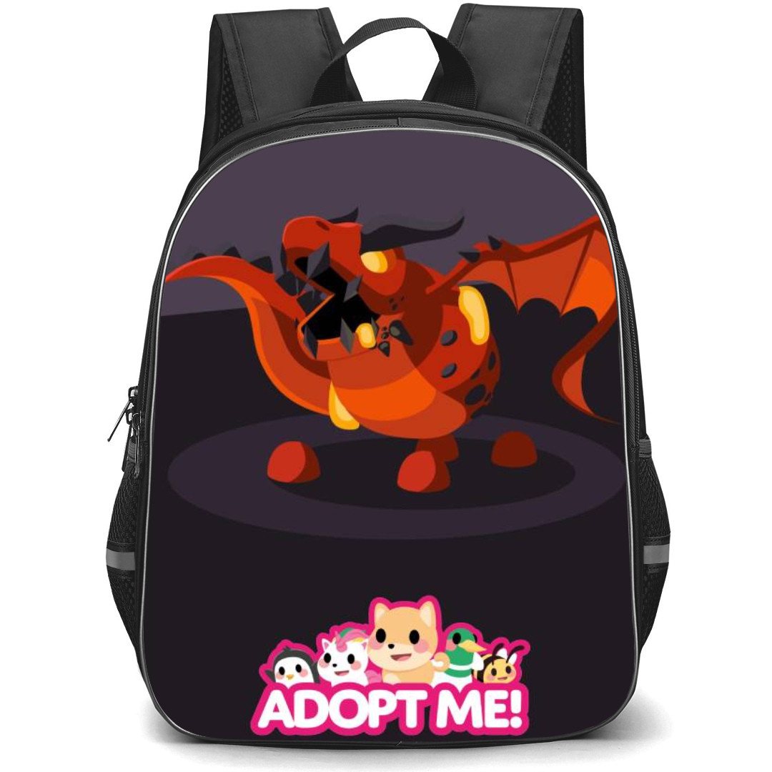 Roblox Adopt Me Red Dragon Backpack StudentPack - Red Dragon Cartoon Art On Black Background
