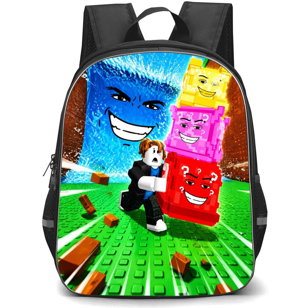 Roblox Escape Tsunami For Brainrots Backpack School Bag StudentPack - Roblox Escape Tsunami Holding Crate Running Poster
