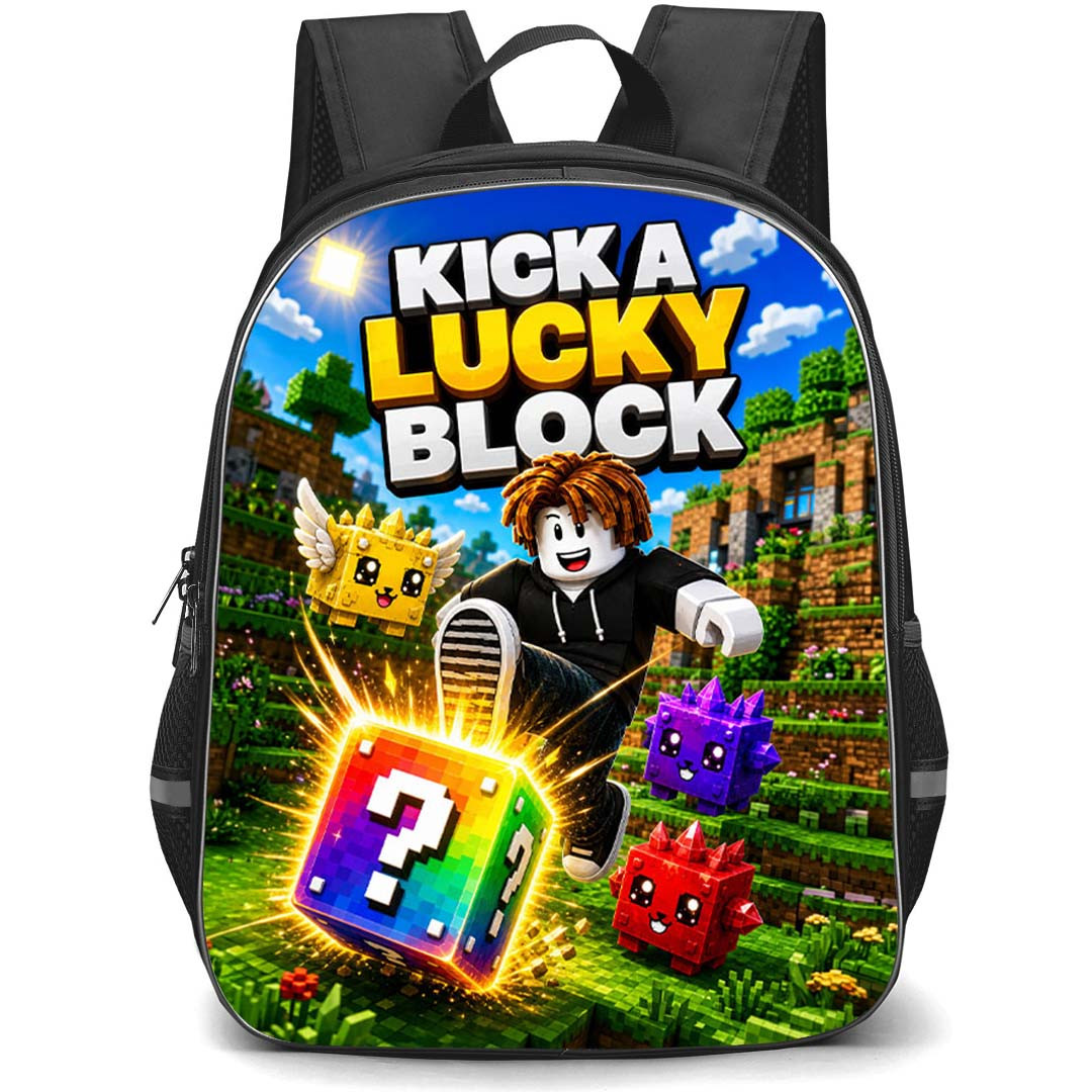 Roblox Kick A Lucky Block Backpack School Bag StudentPack - Roblox Kick A Lucky Block Rainbow Mystery Block Poster